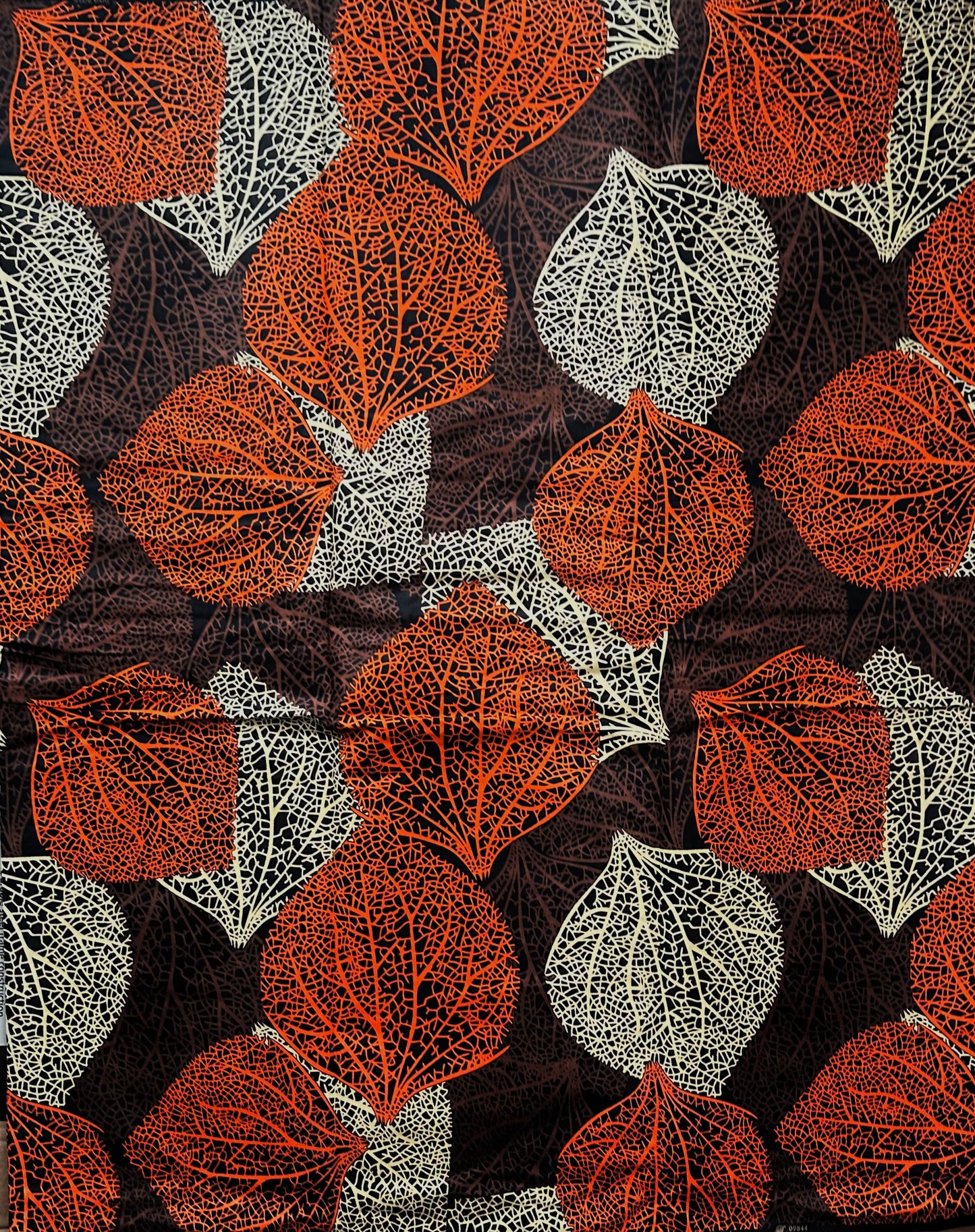African Print Fabric, Ankara - Orange, Brown, Tan Fabric