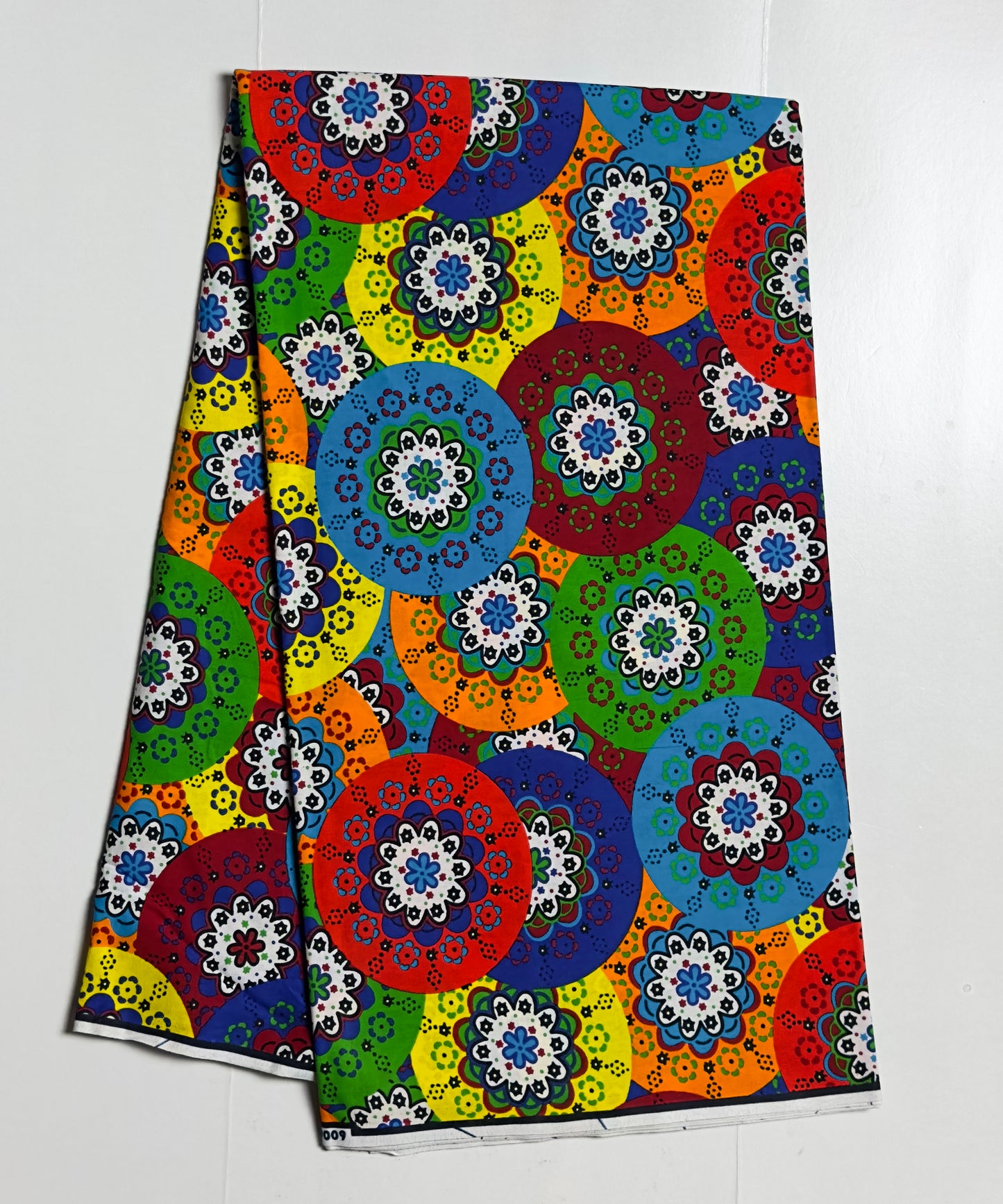 African Print Fabric, Ankara - Blue, Yellow, Red Fabric