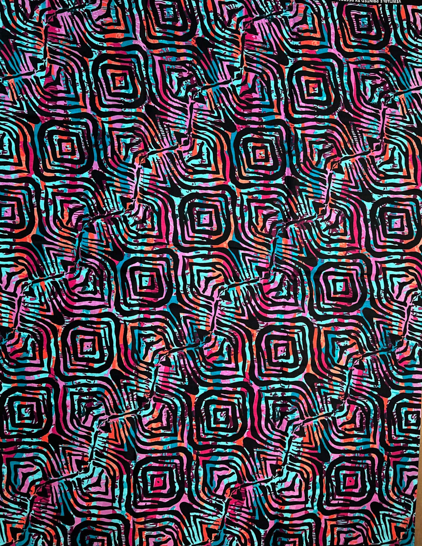 African Print Fabric, Ankara - Green, Purple, White Fabric