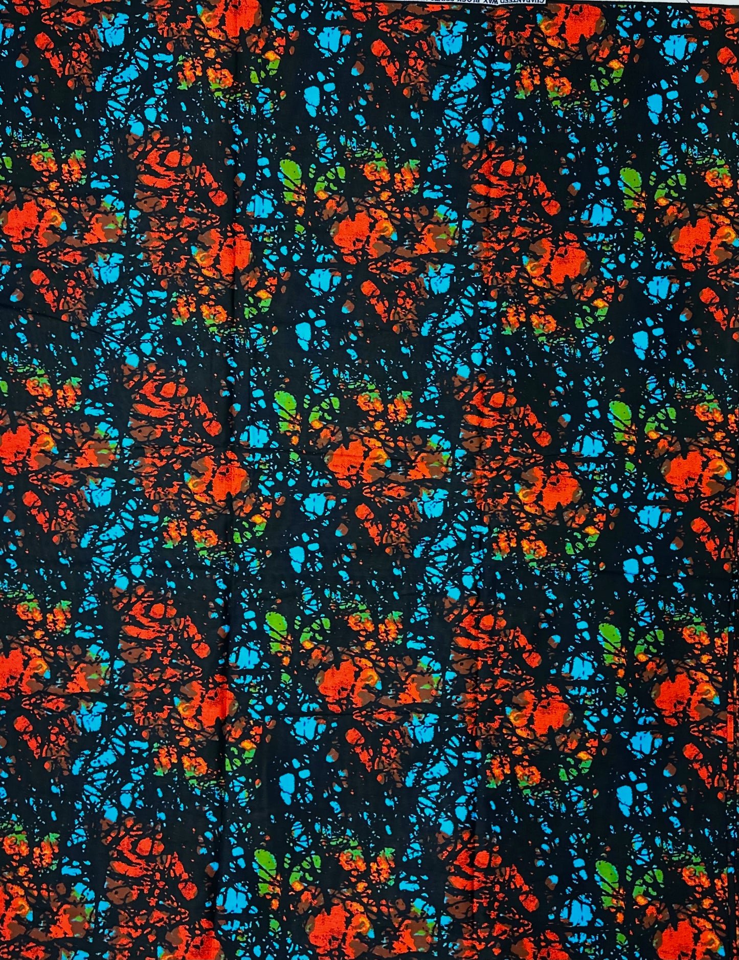 African Print Fabric, Ankara - Blue, Orange Fabric