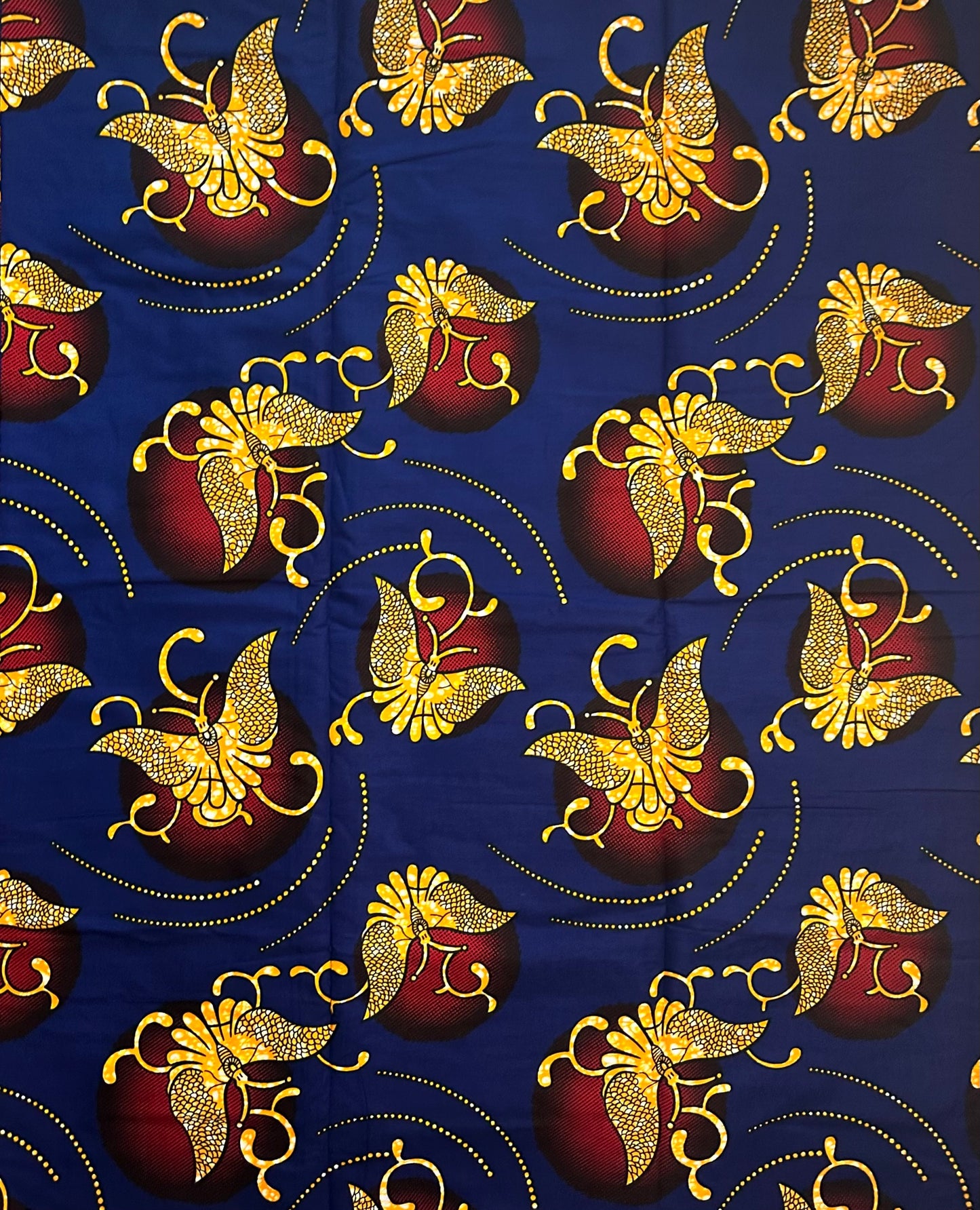 African Print Fabric, Ankara - Blue, Orange Fabric