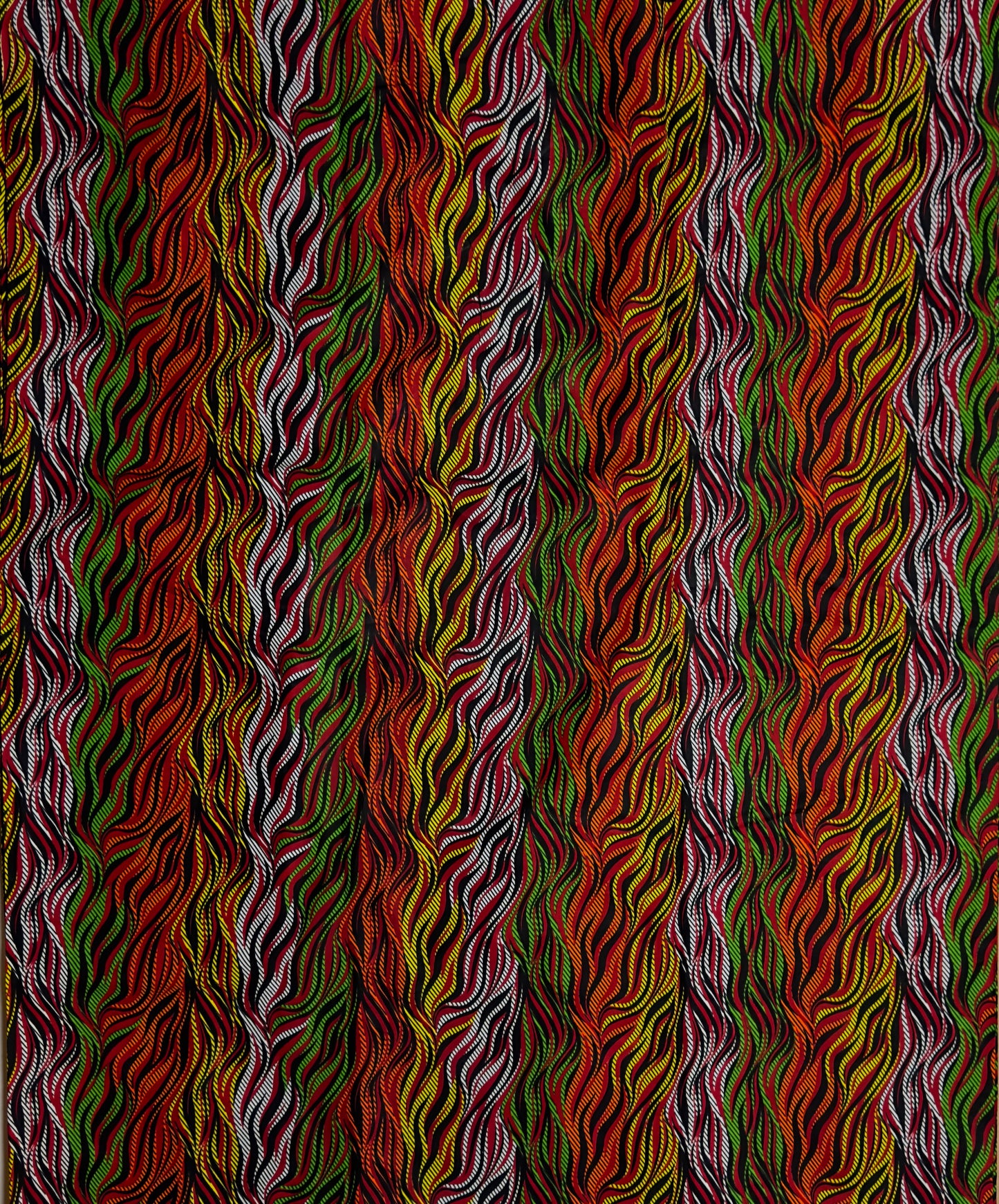 African Print Fabric, Ankara -Green, Orange, Yellow Fabric