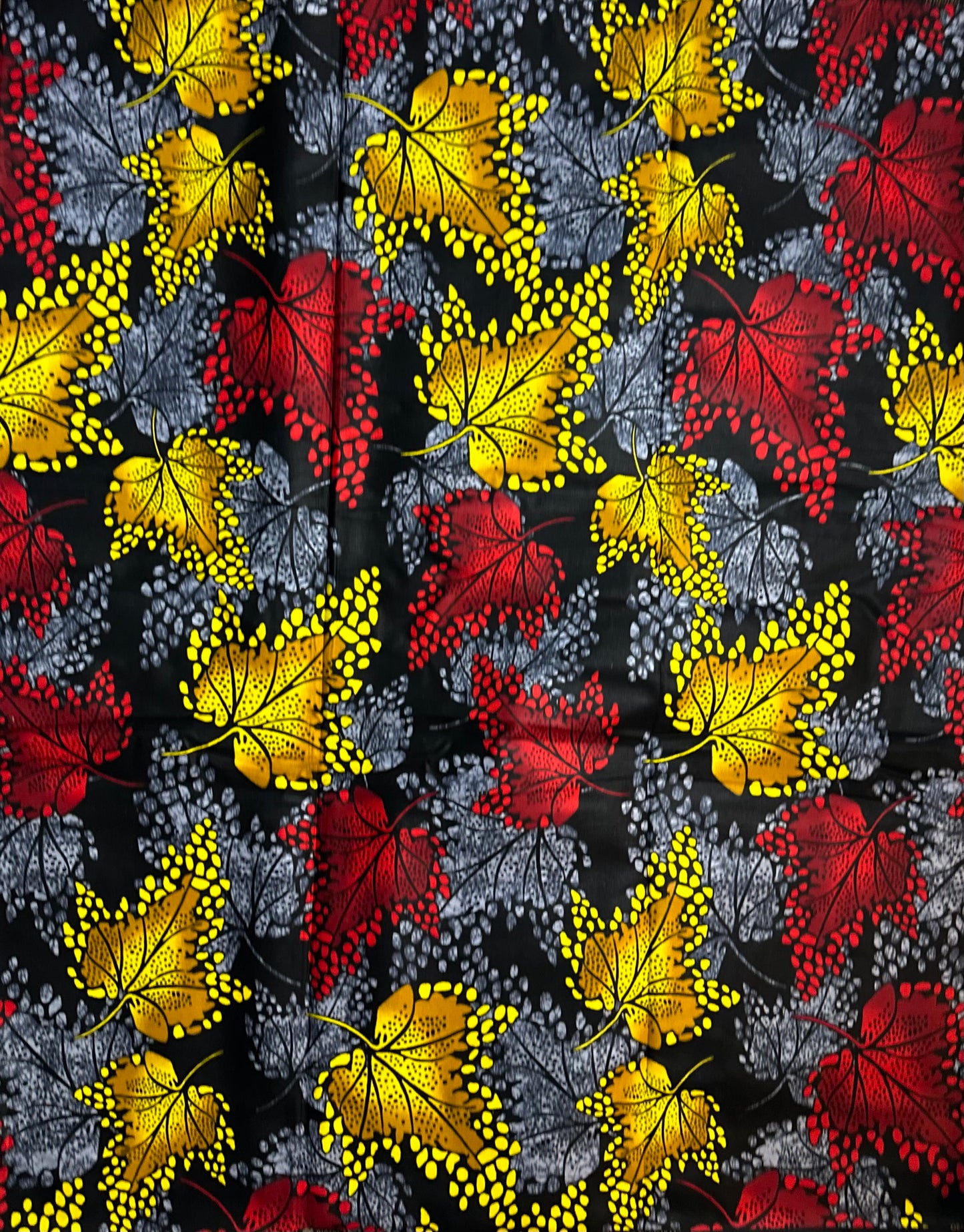 African Print Fabric - Grey, Red, Marigold Ankara Fabric