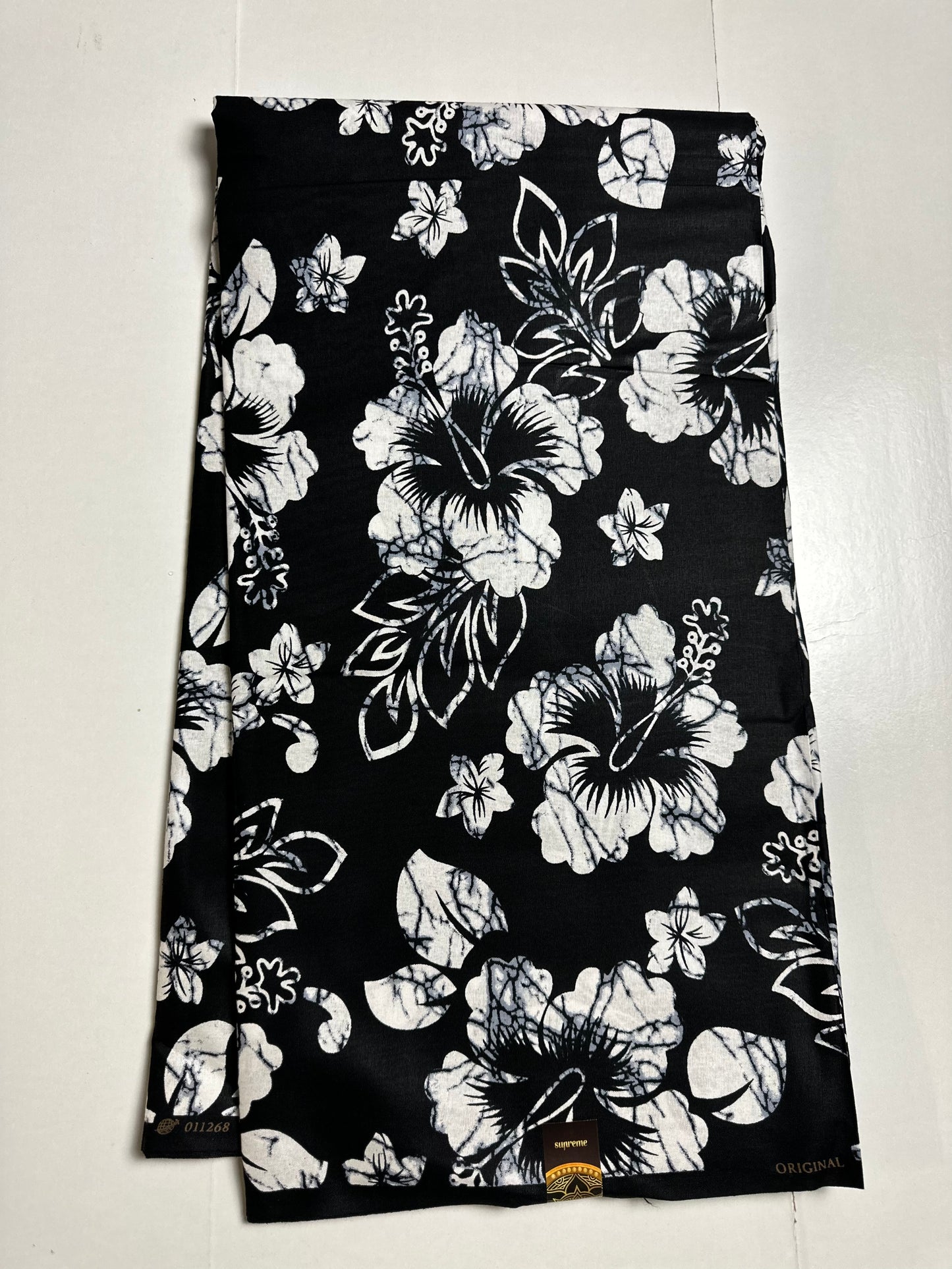 African Print Fabric, Ankara - Black, White Fabric