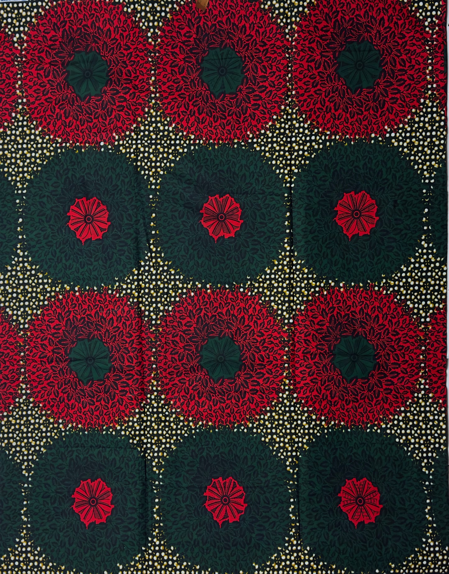 African Print Fabric, Ankara -Red, Green Fabric