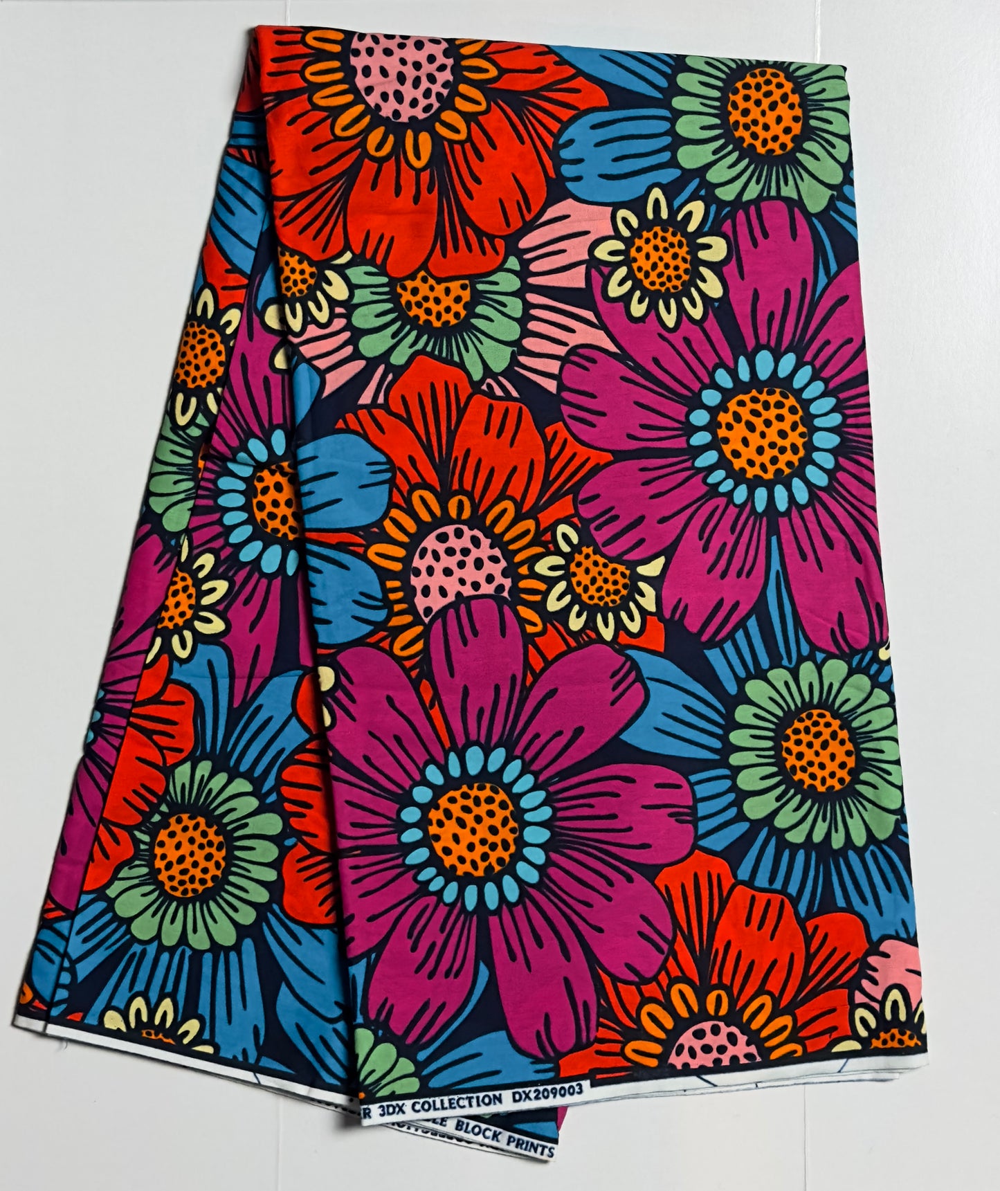 African Print Fabric, Ankara - Pink, Orange, Yellow Fabric