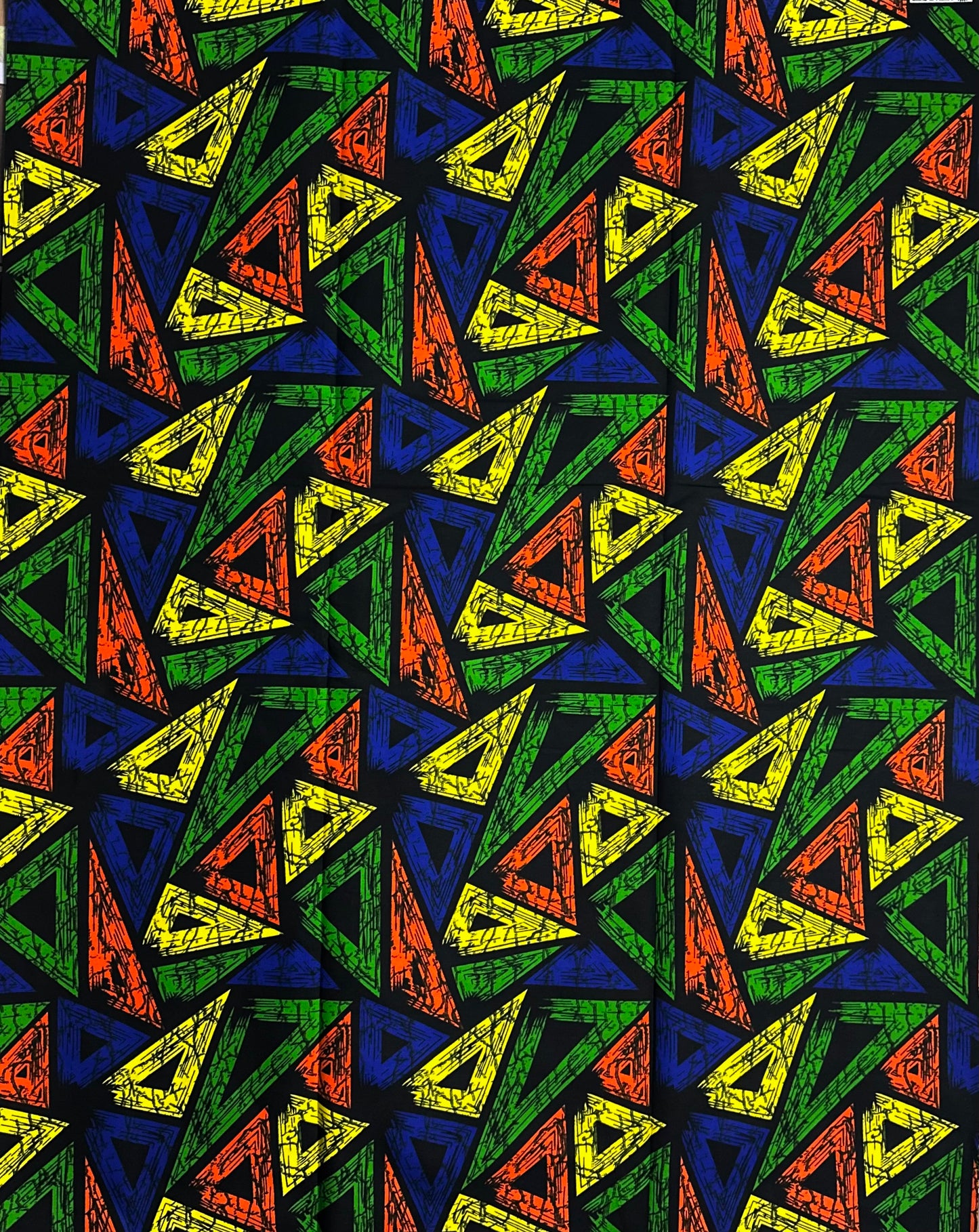 African Print Fabric, Ankara - Orange, Green, Blue Fabric