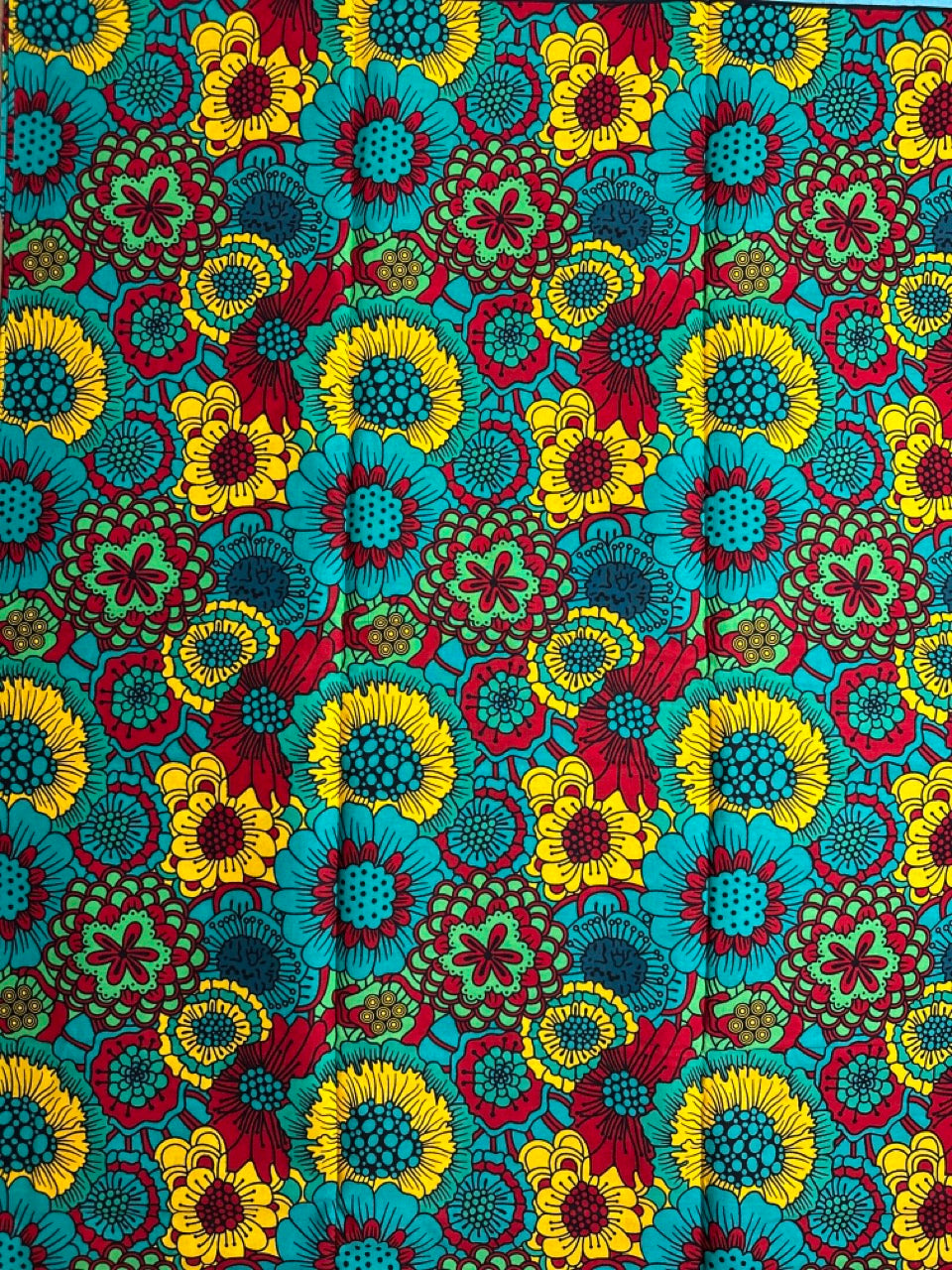 African Print Fabric, Ankara -Red, Yellow Fabric