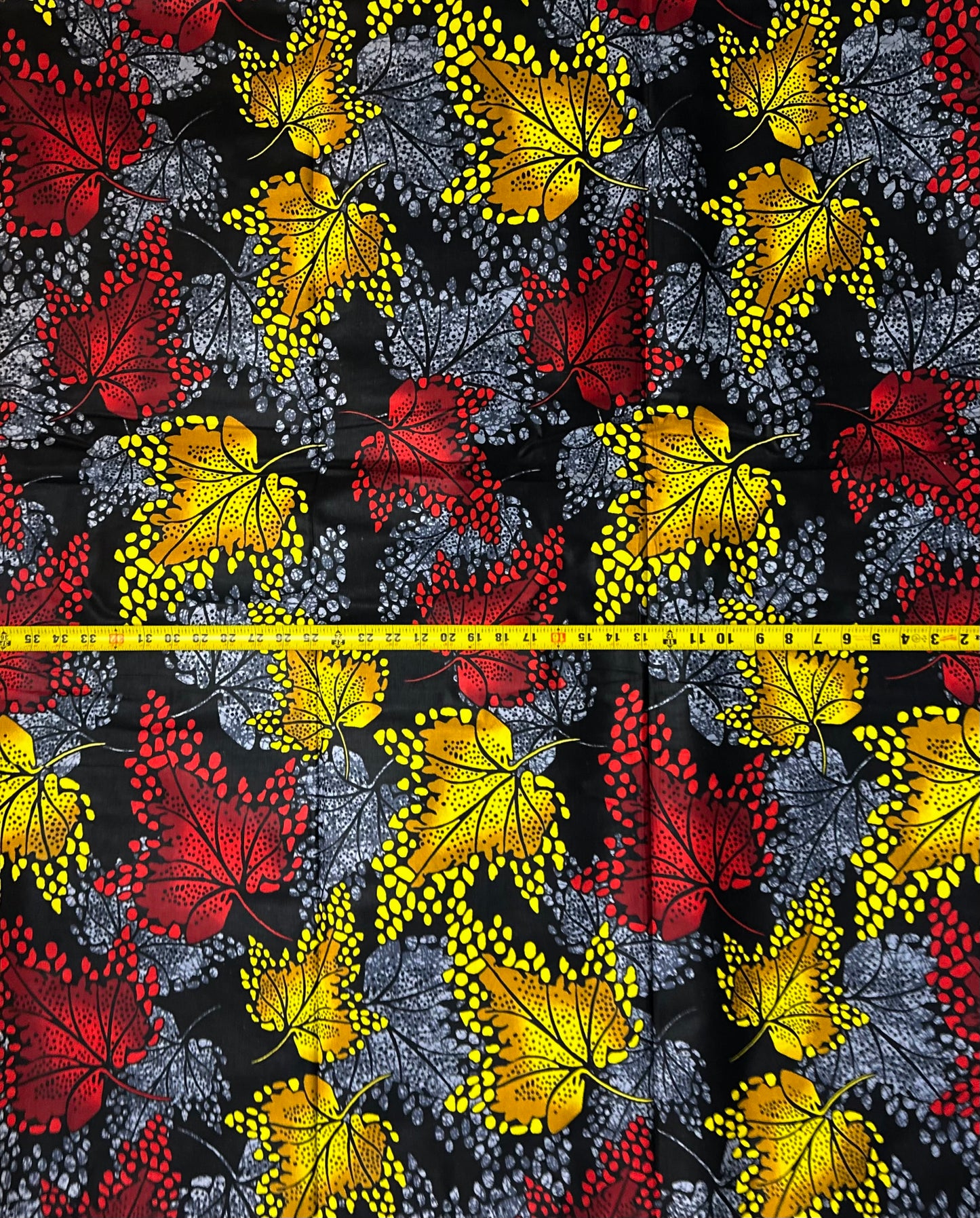 African Print Fabric - Grey, Red, Marigold Ankara Fabric
