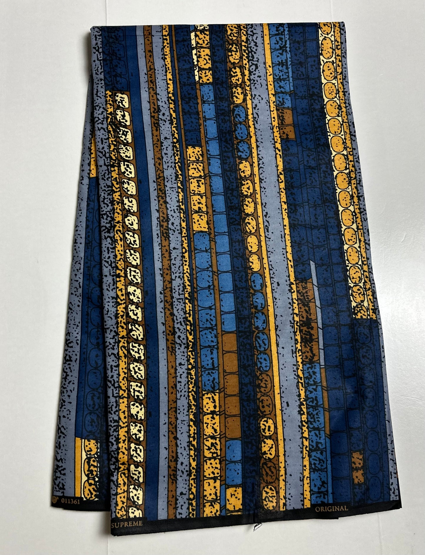 African Print Fabric, Ankara - Blue, Grey, Brown Fabric