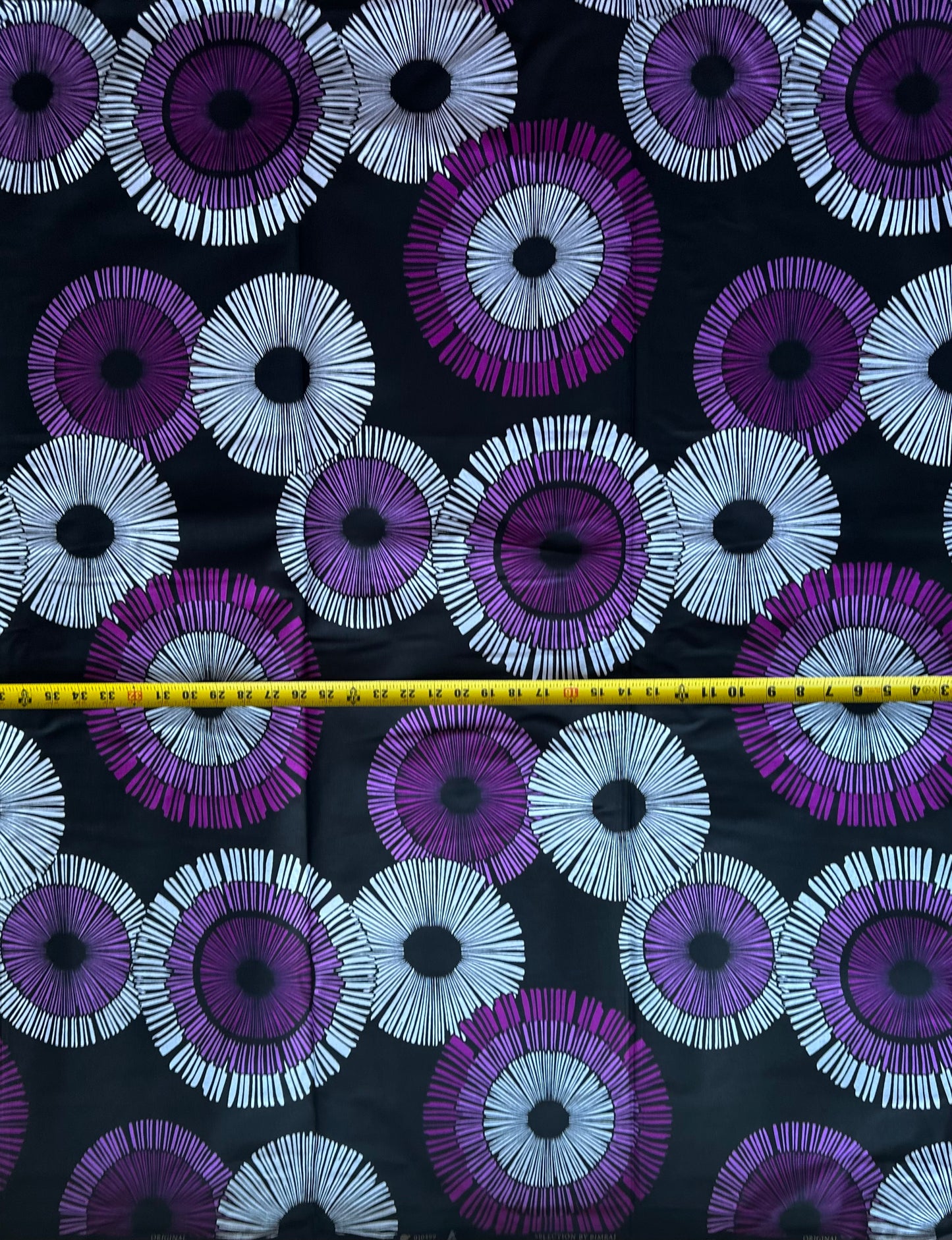 African Print Fabric, Ankara - Purple, White Fabric