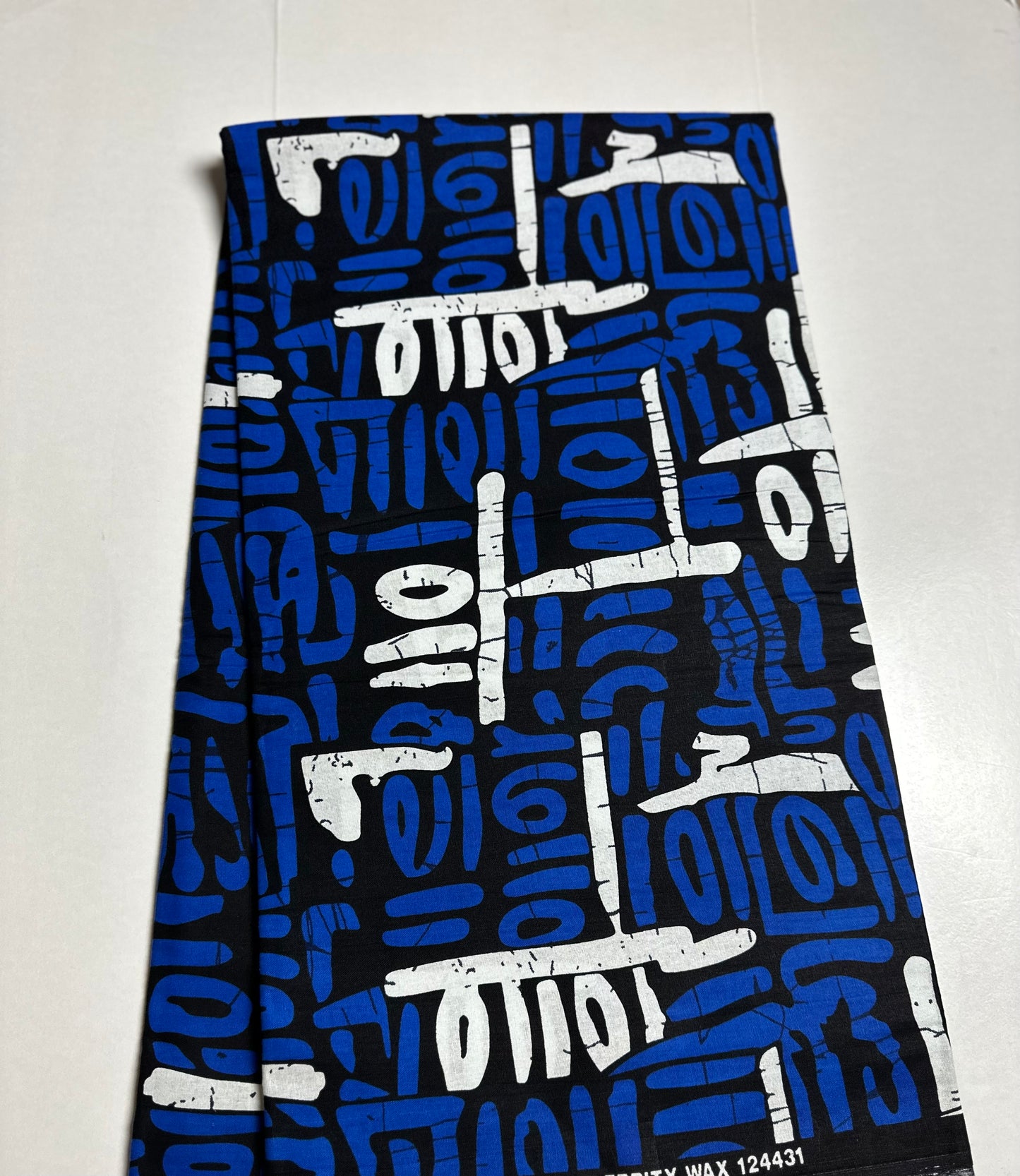 African Print Fabric, Ankara -Blue, White Fabric