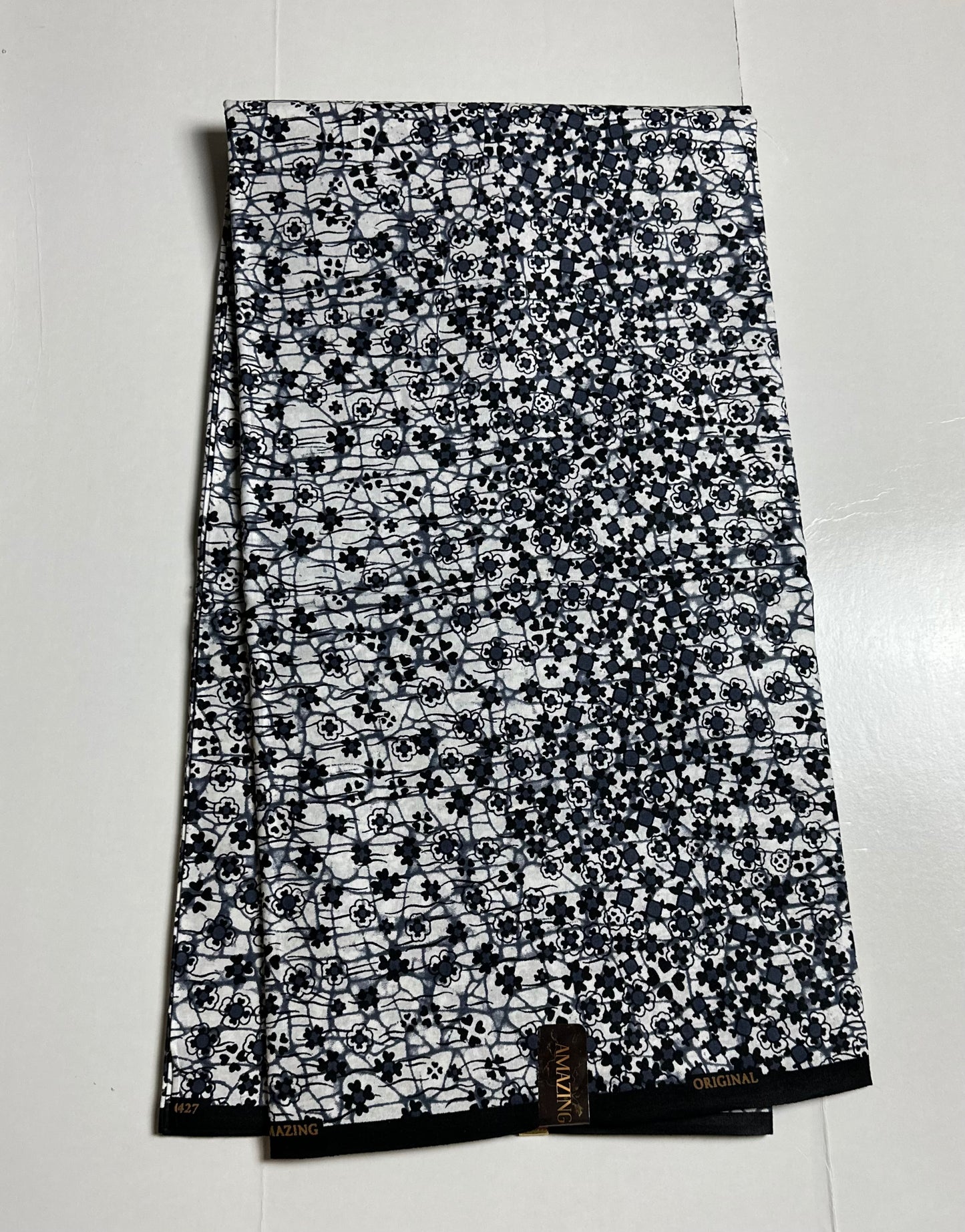 African Print Fabric, Ankara - White, Black Fabric