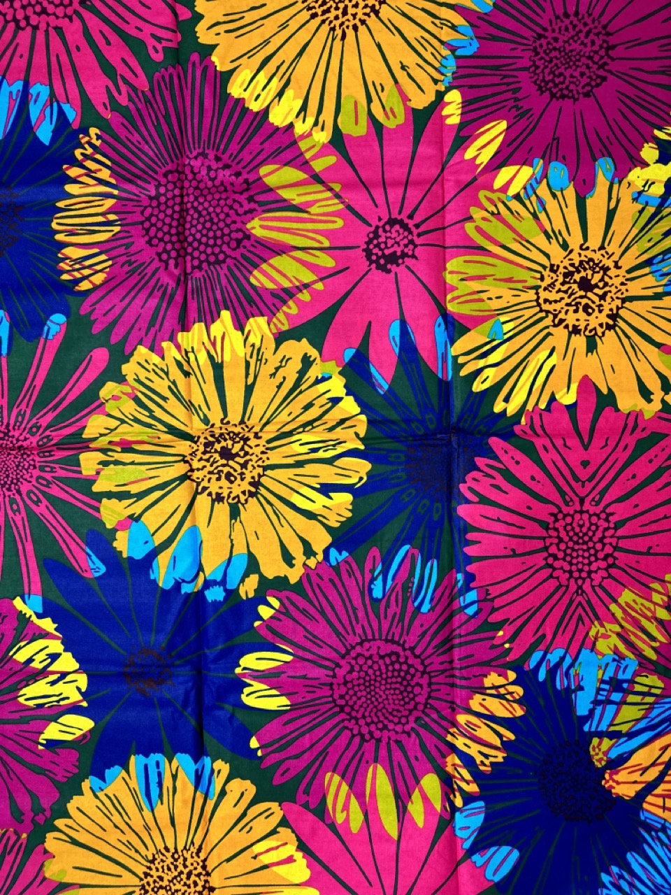 African Print Fabric, Ankara - Blue, Yellow, Pink Fabric