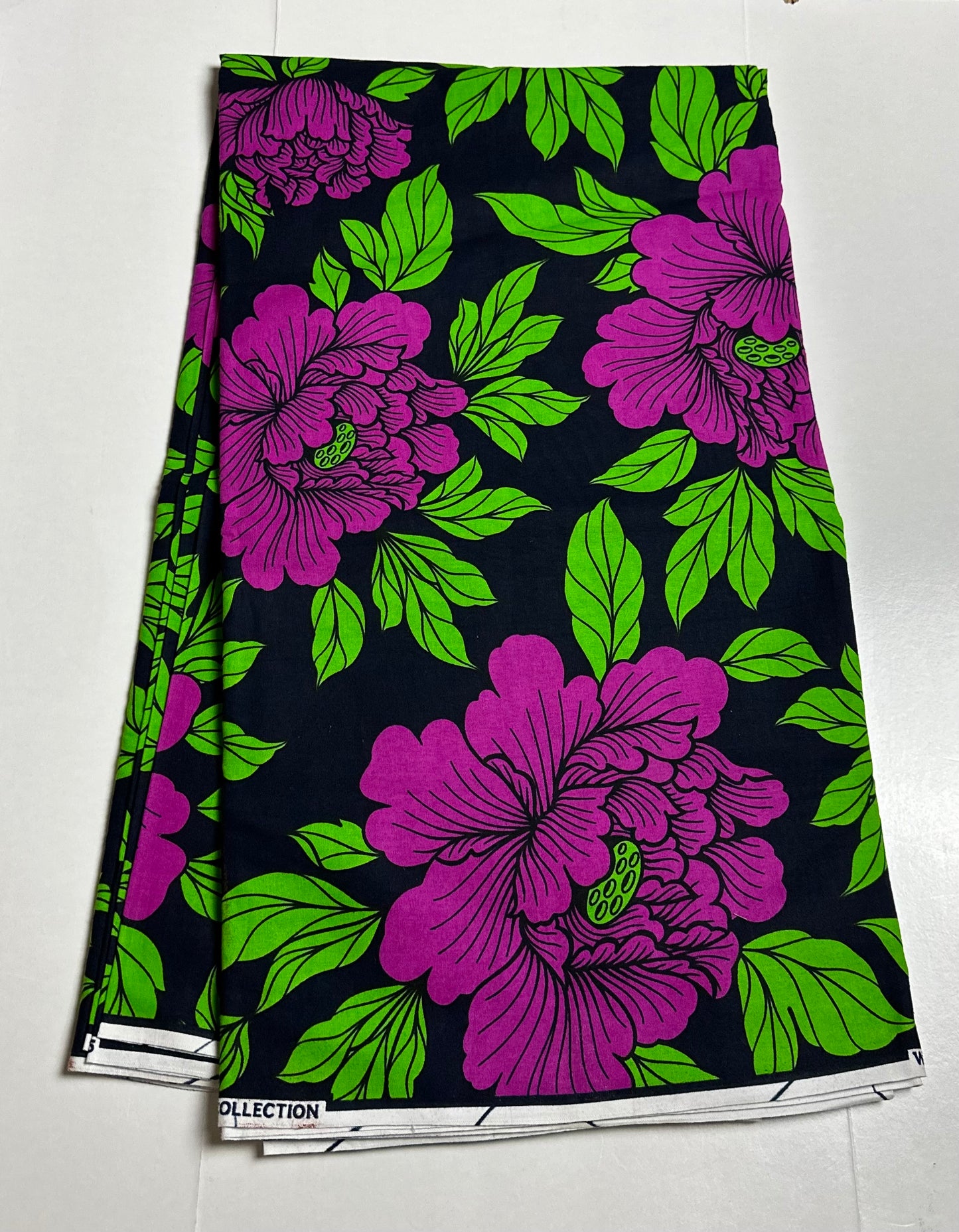 African Print Fabric, Ankara - Purple, Green Fabric