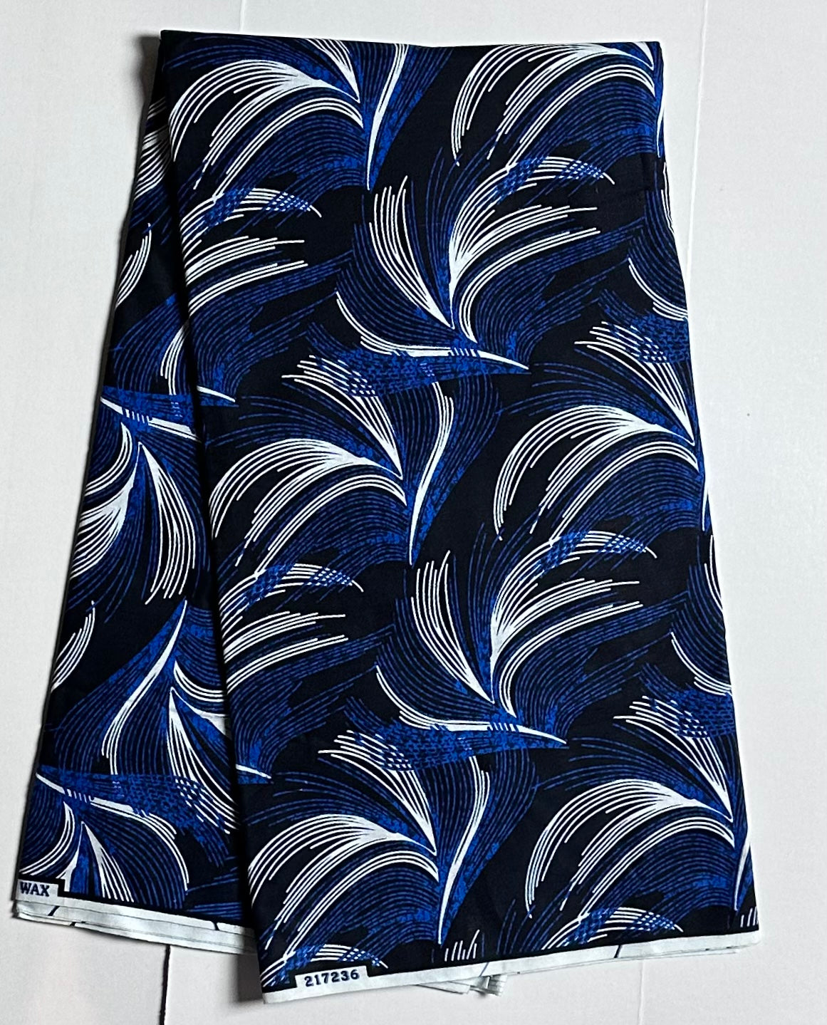African Print Fabric, Ankara - Blue, Black, White Fabric