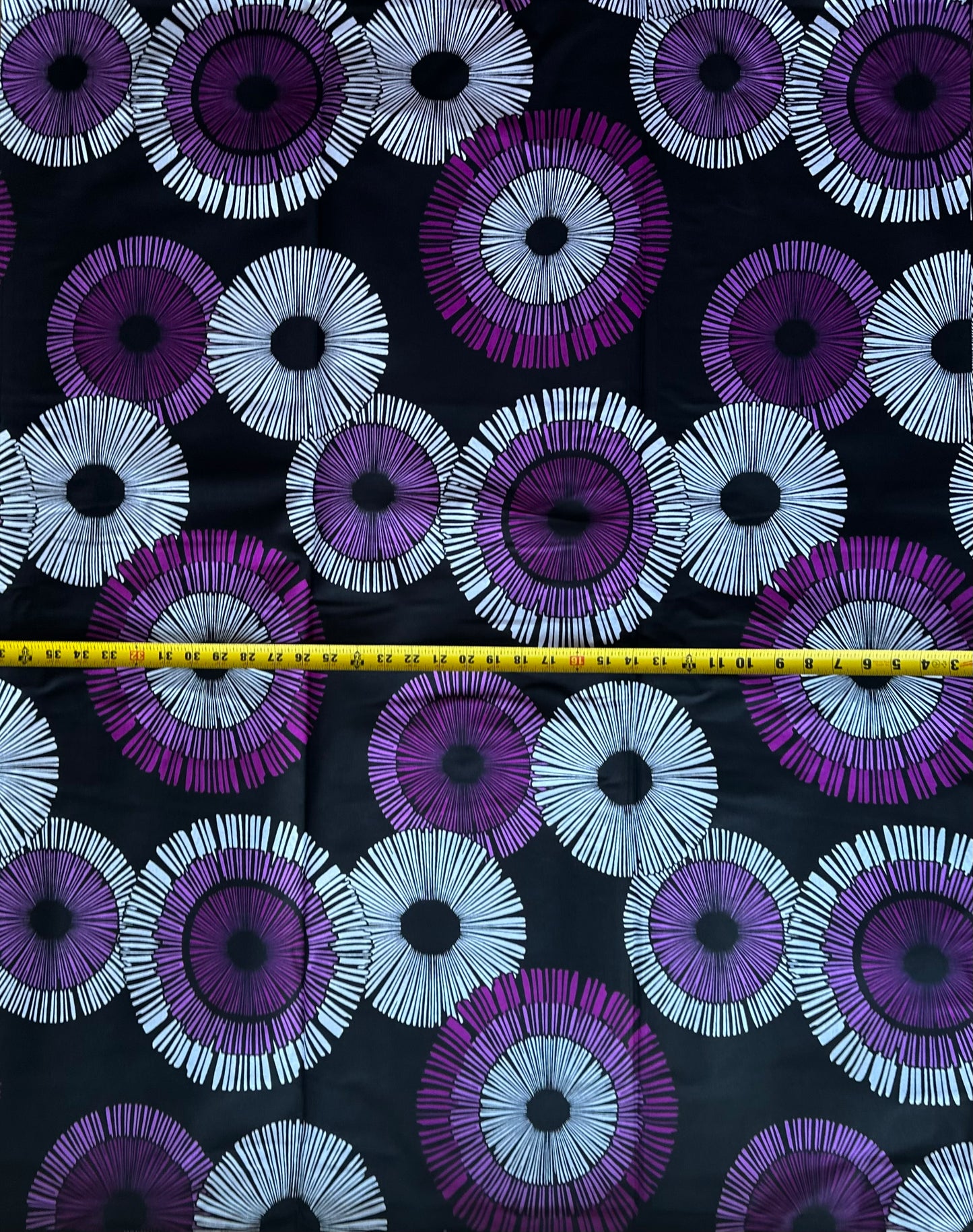 African Print Fabric, Ankara - Purple, White Fabric
