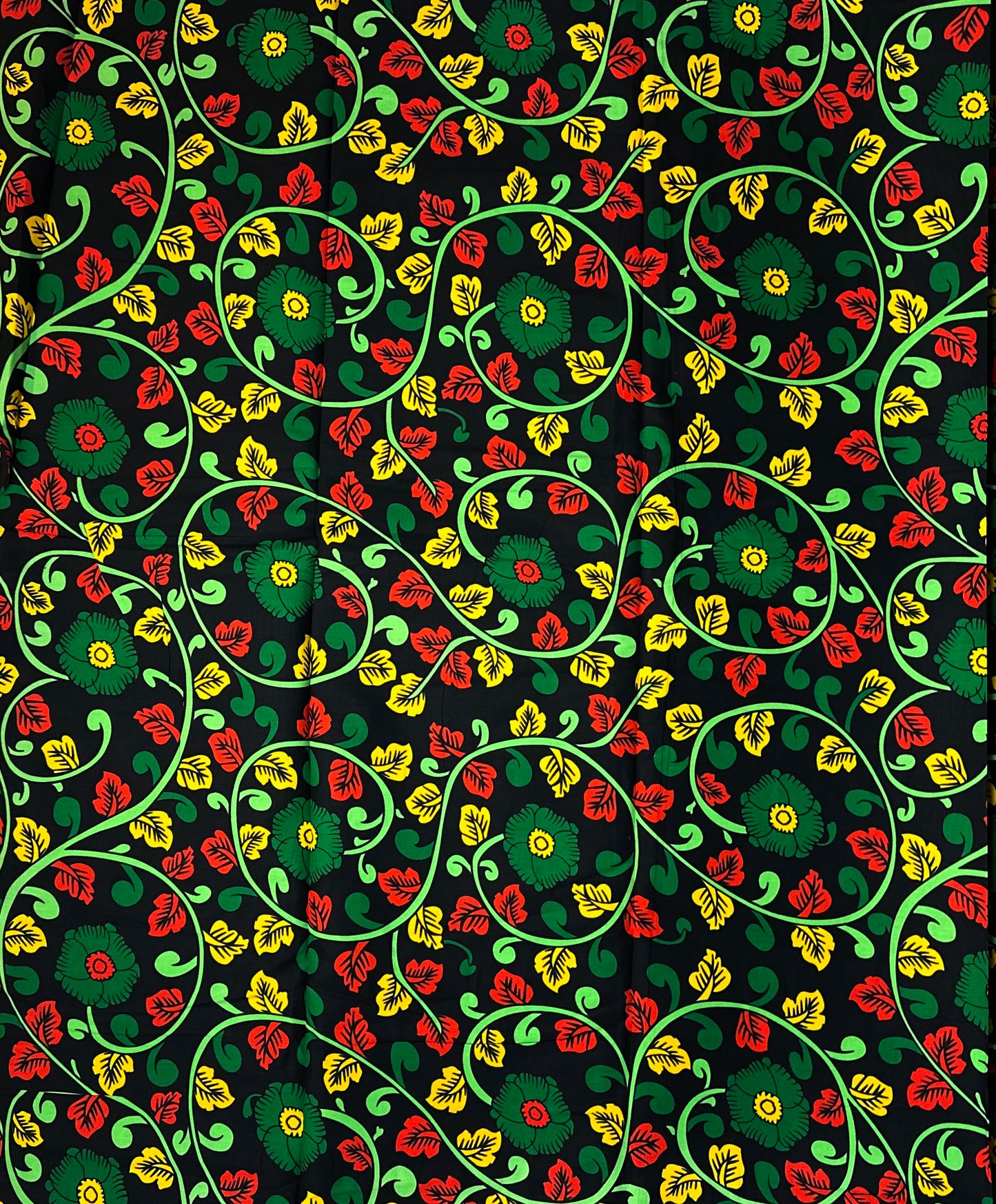African Print Fabric - Green, Yellow, Red Ankara Fabric
