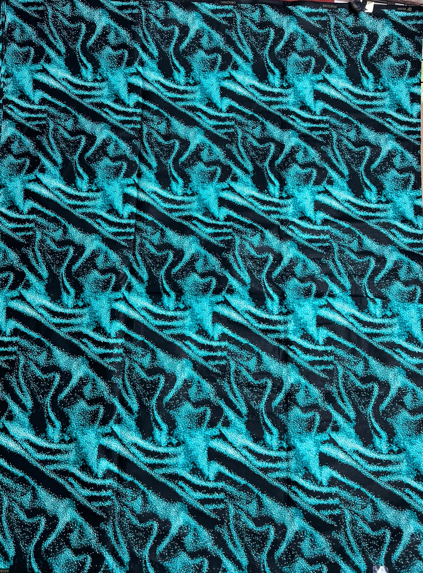 African Print Fabric, Ankara - Teal Fabric