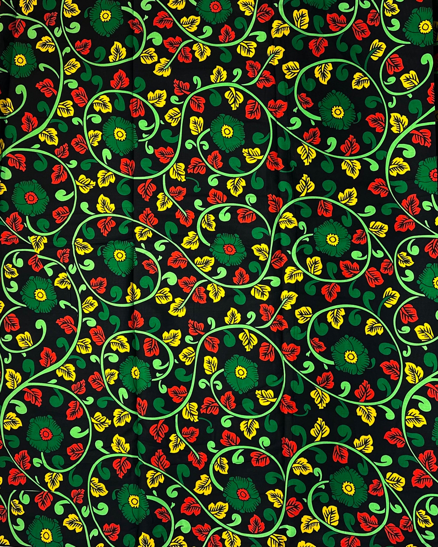 African Print Fabric - Green, Yellow, Red Ankara Fabric