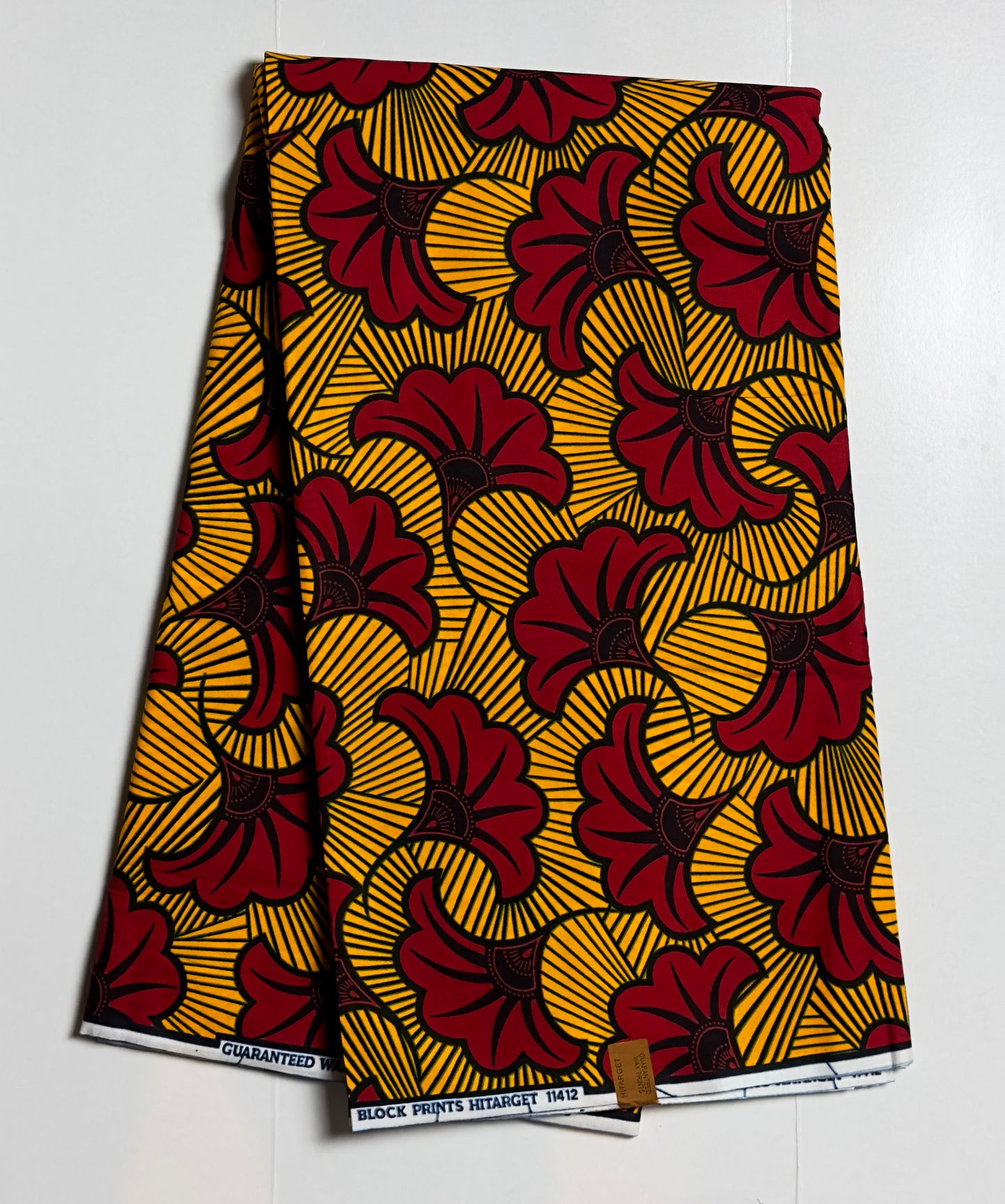 African Print Fabric, Ankara - Yellow, Red Fabric