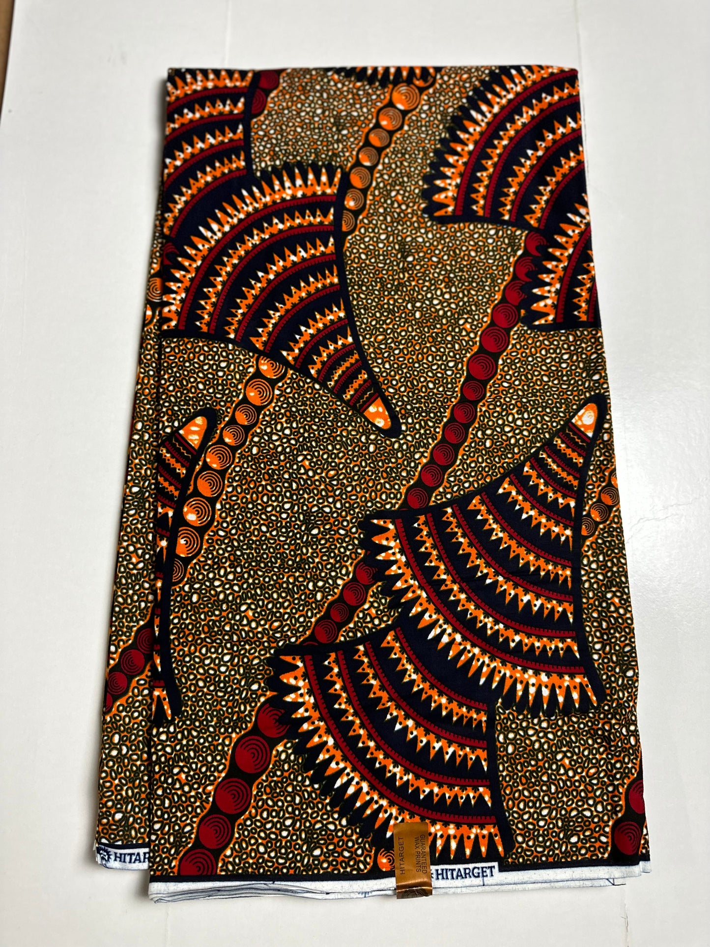 African Print Fabric, Ankara - Brown, Blue, Red, Orange Fabric