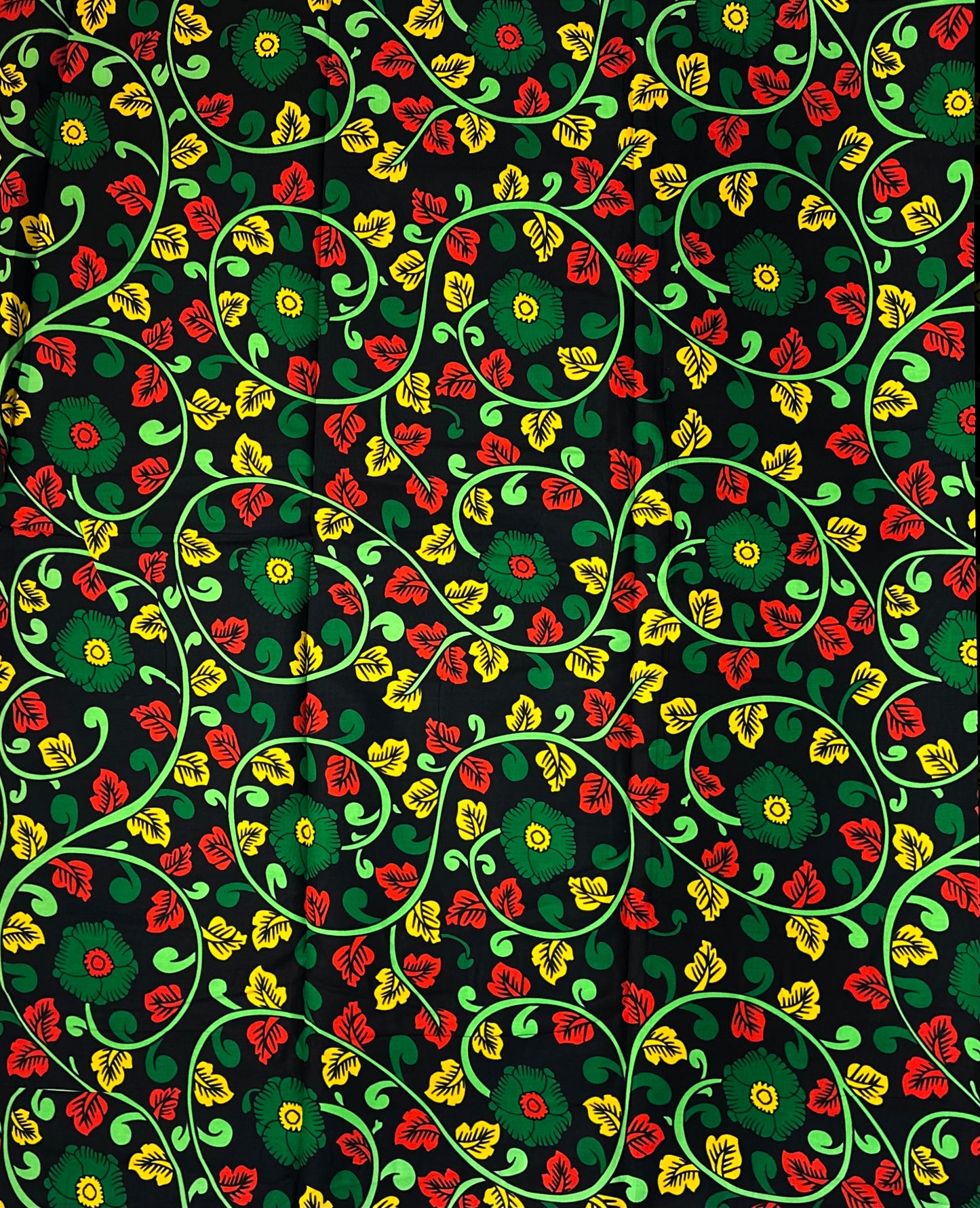African Print Fabric - Green, Yellow, Red Ankara Fabric
