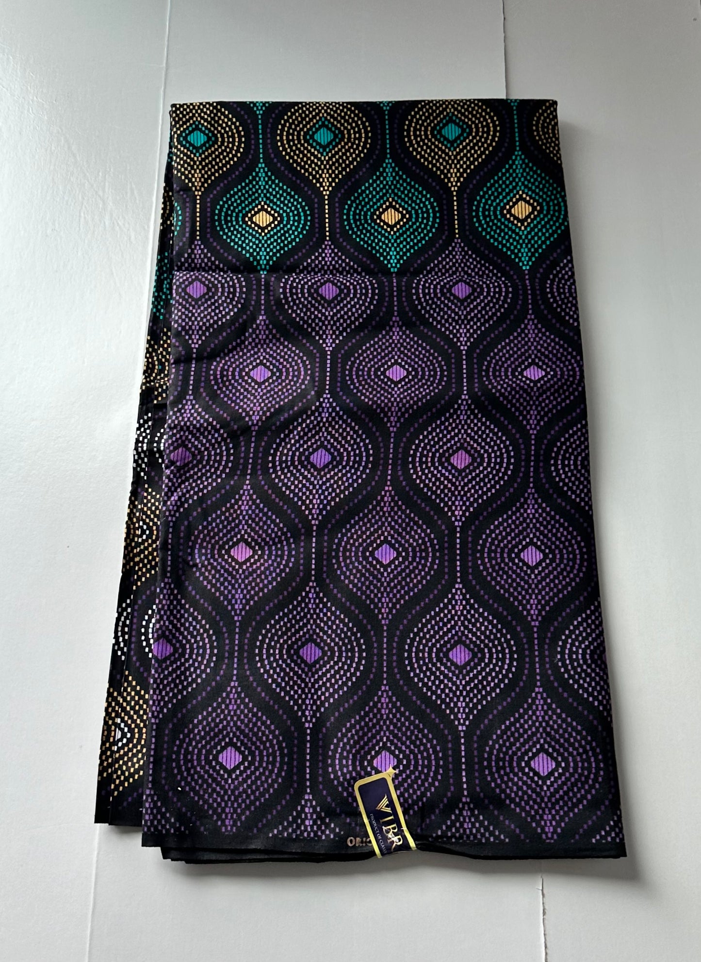 African Print Fabric, Ankara - Purple, Brown Fabric