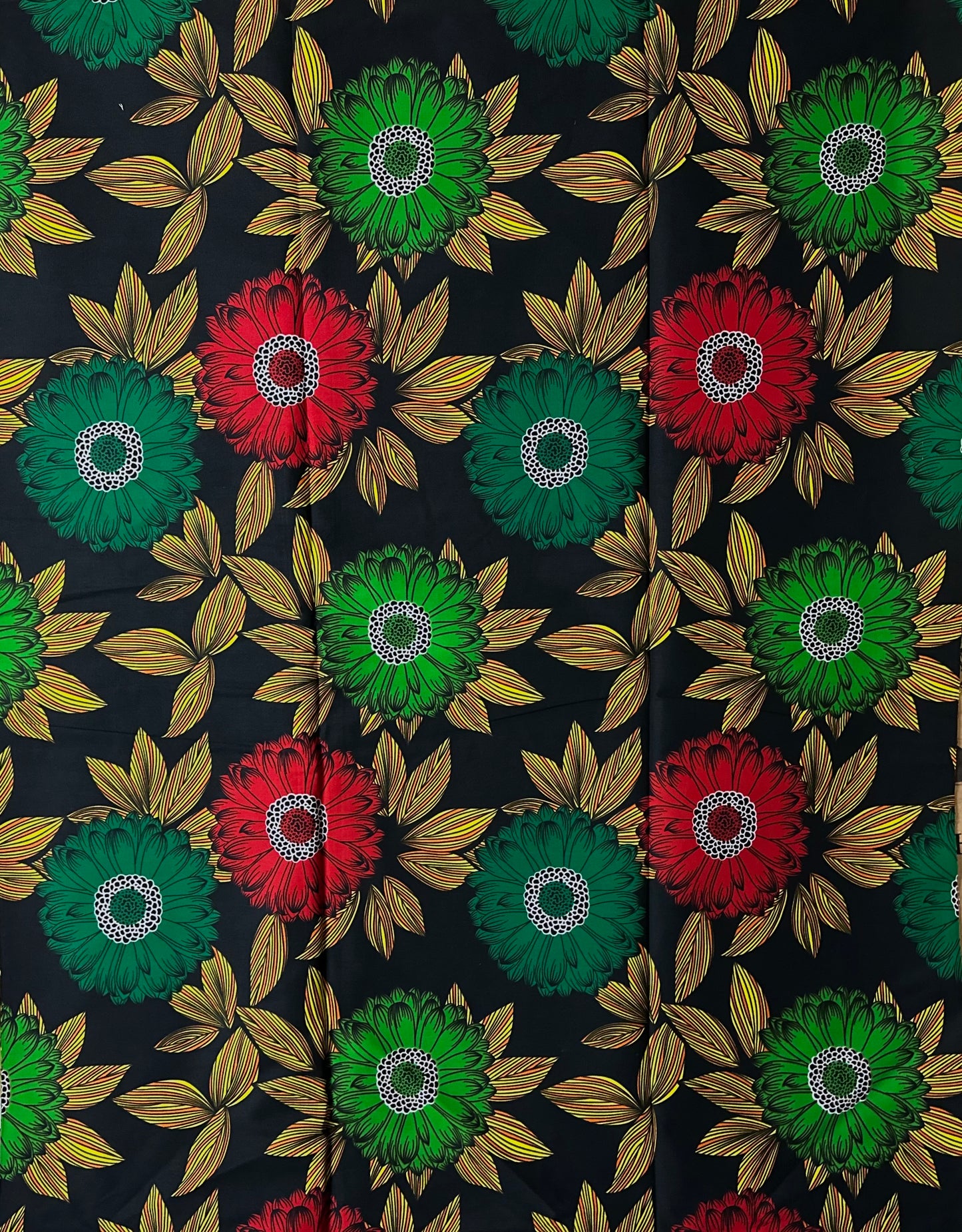African Print Fabric, Ankara Fabric - Green, Red, Fabric