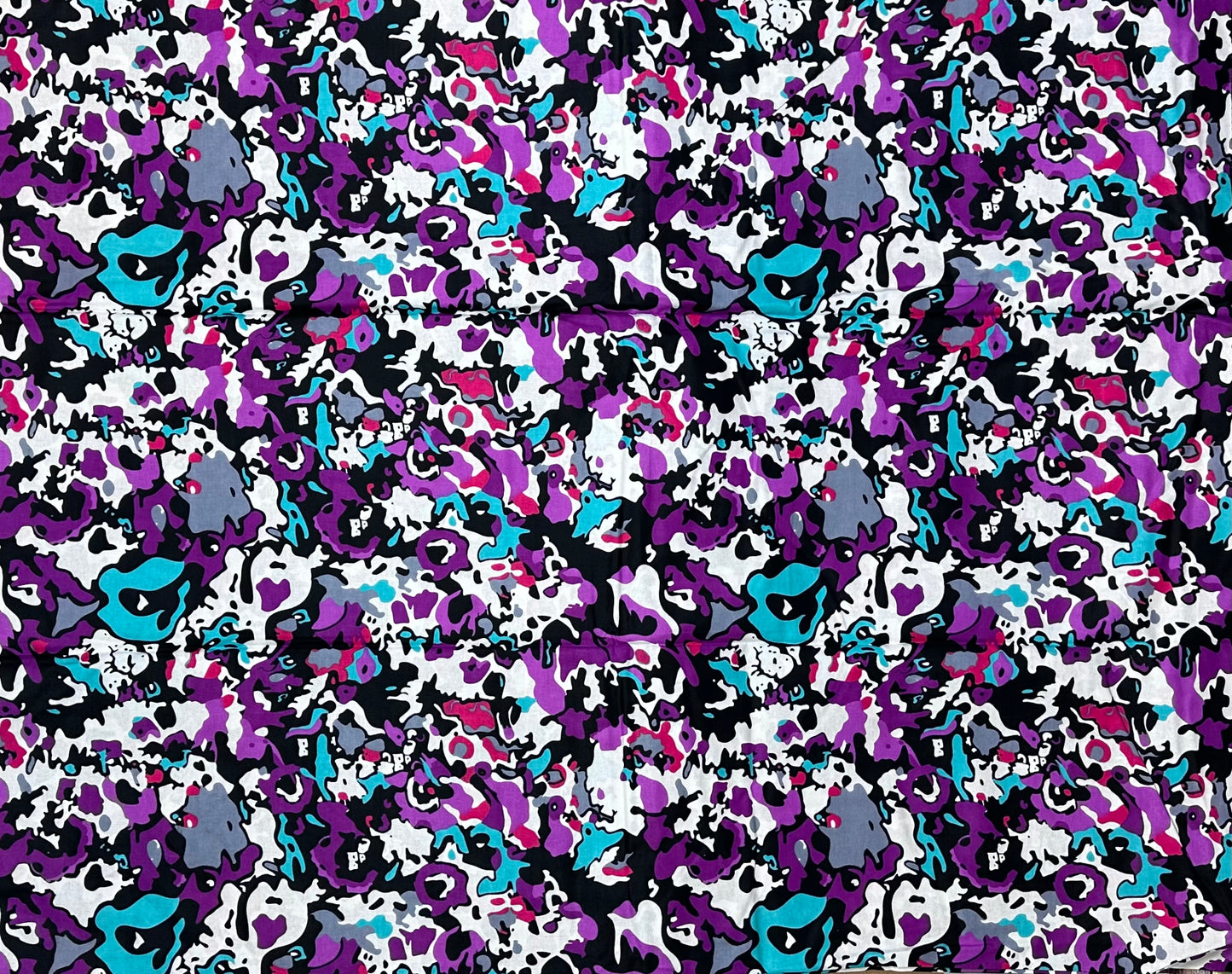 African Print Fabric, Ankara - Purple, White Fabric