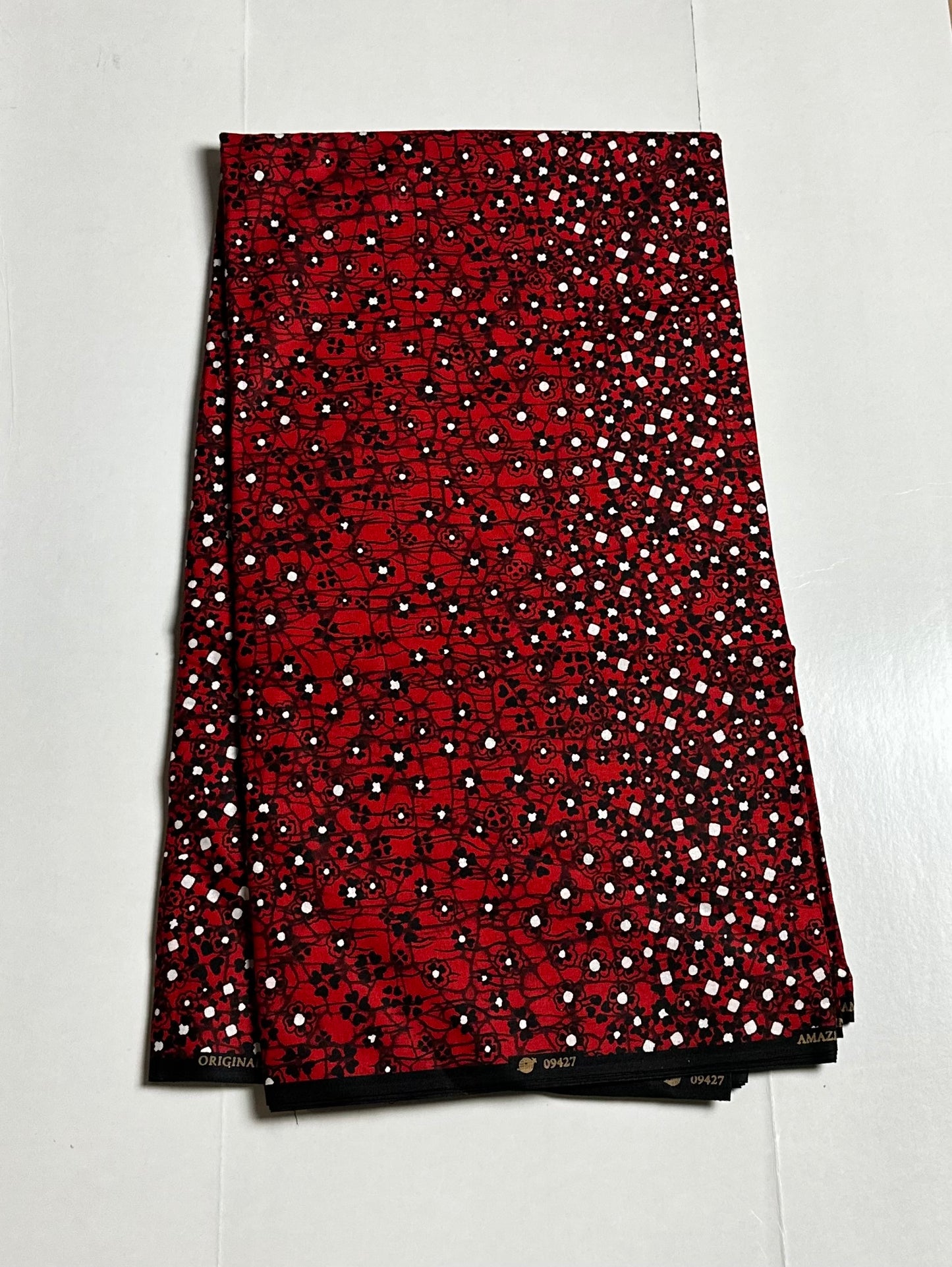 African Print Fabric, Ankara - Red Fabric