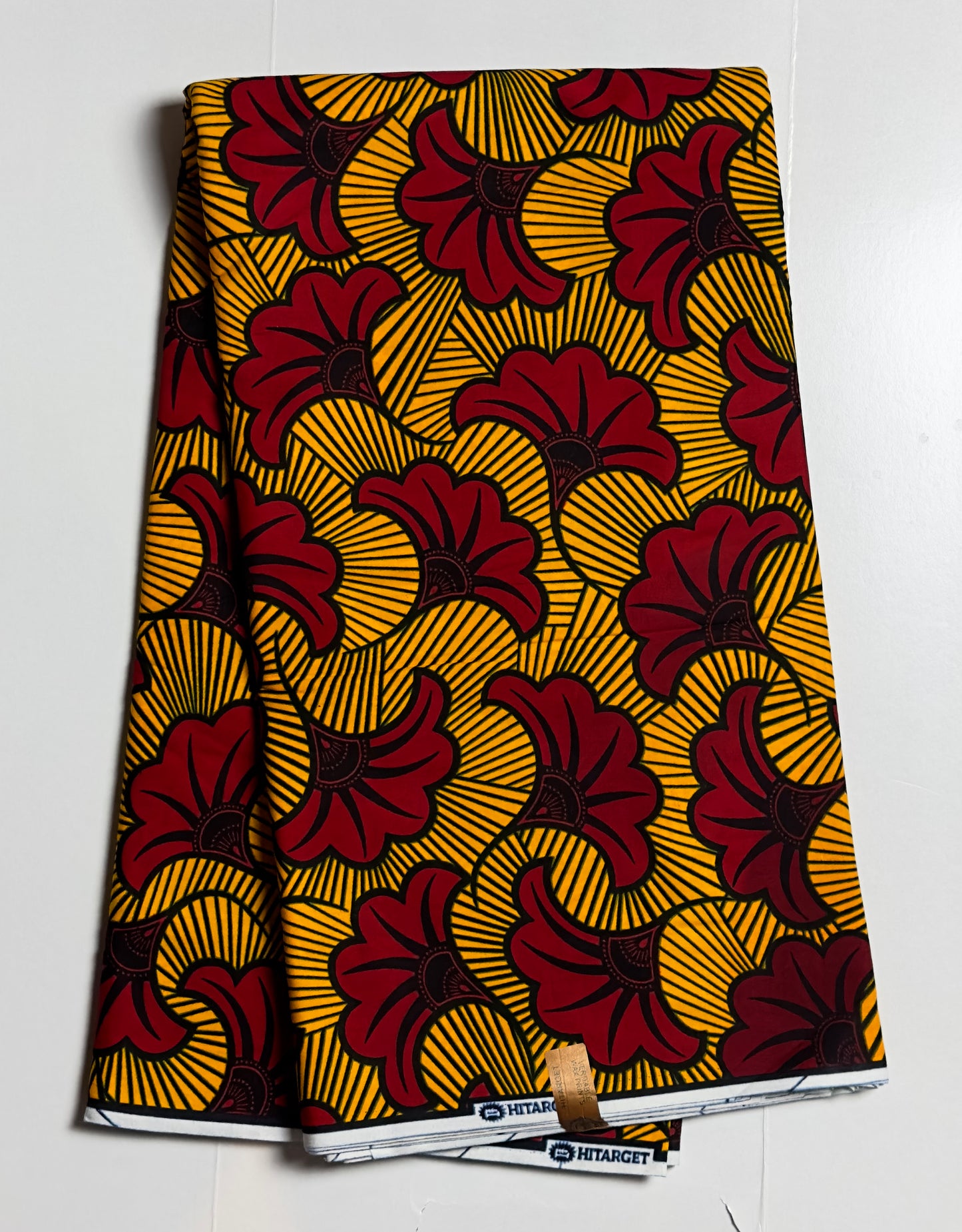 African Print Fabric, Ankara - Yellow, Red Fabric