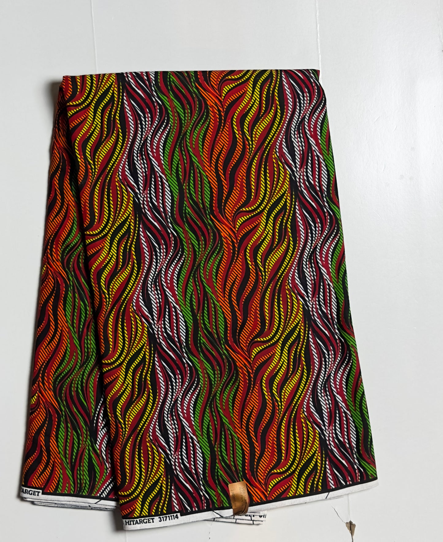 African Print Fabric, Ankara -Green, Orange, Yellow Fabric