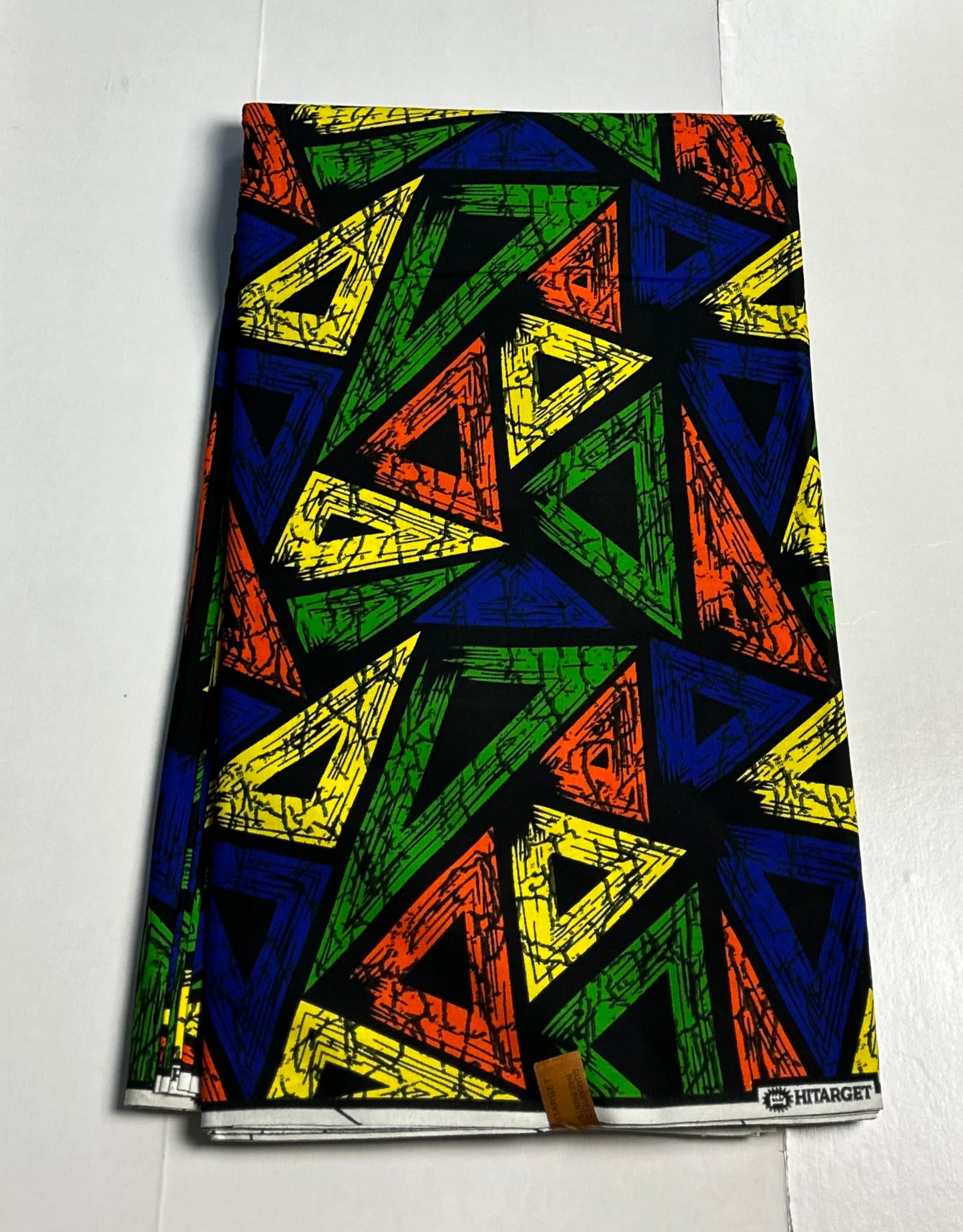 African Print Fabric, Ankara - Orange, Green, Blue Fabric