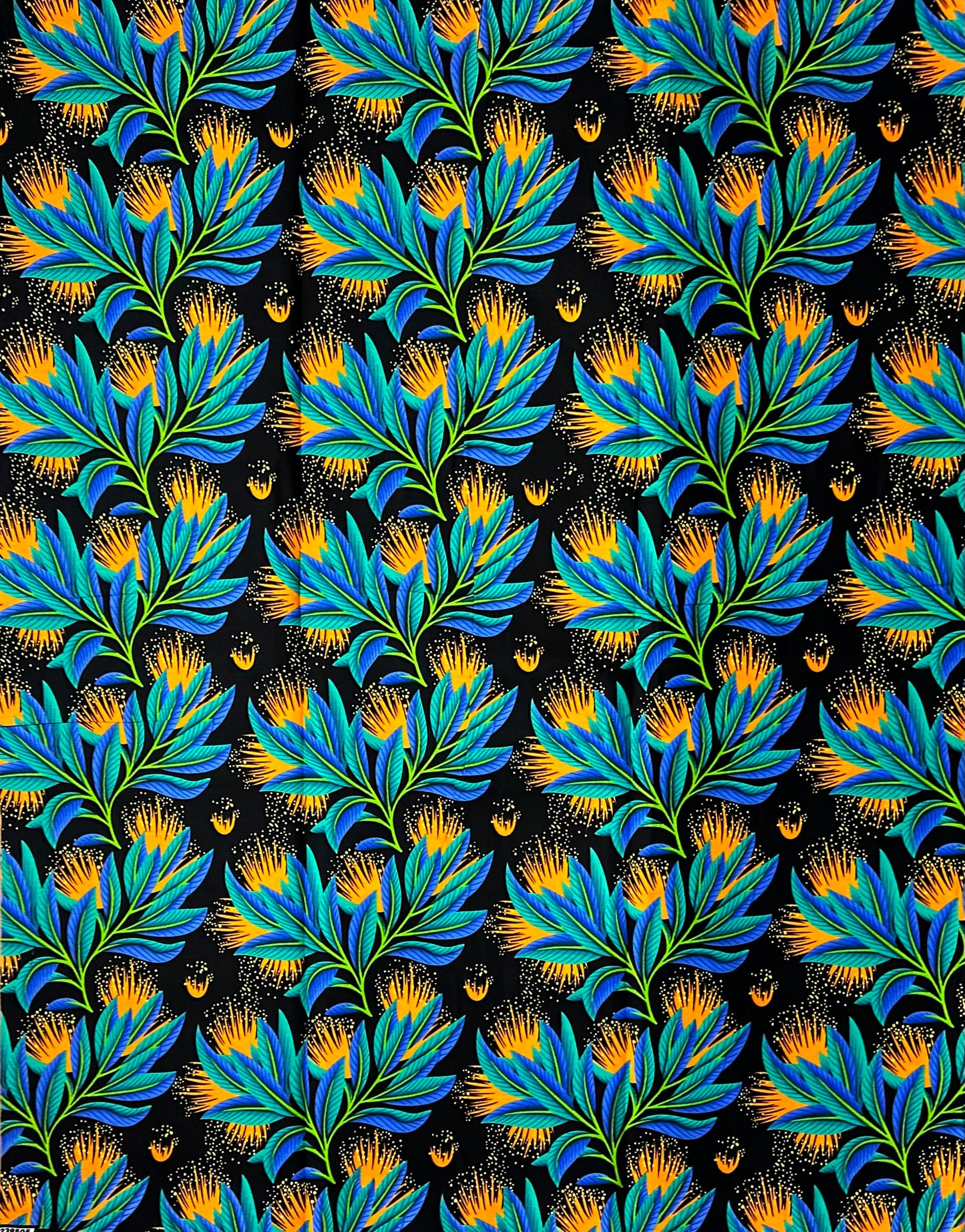 African Print Fabric, Ankara - Blue, Yellow Fabric