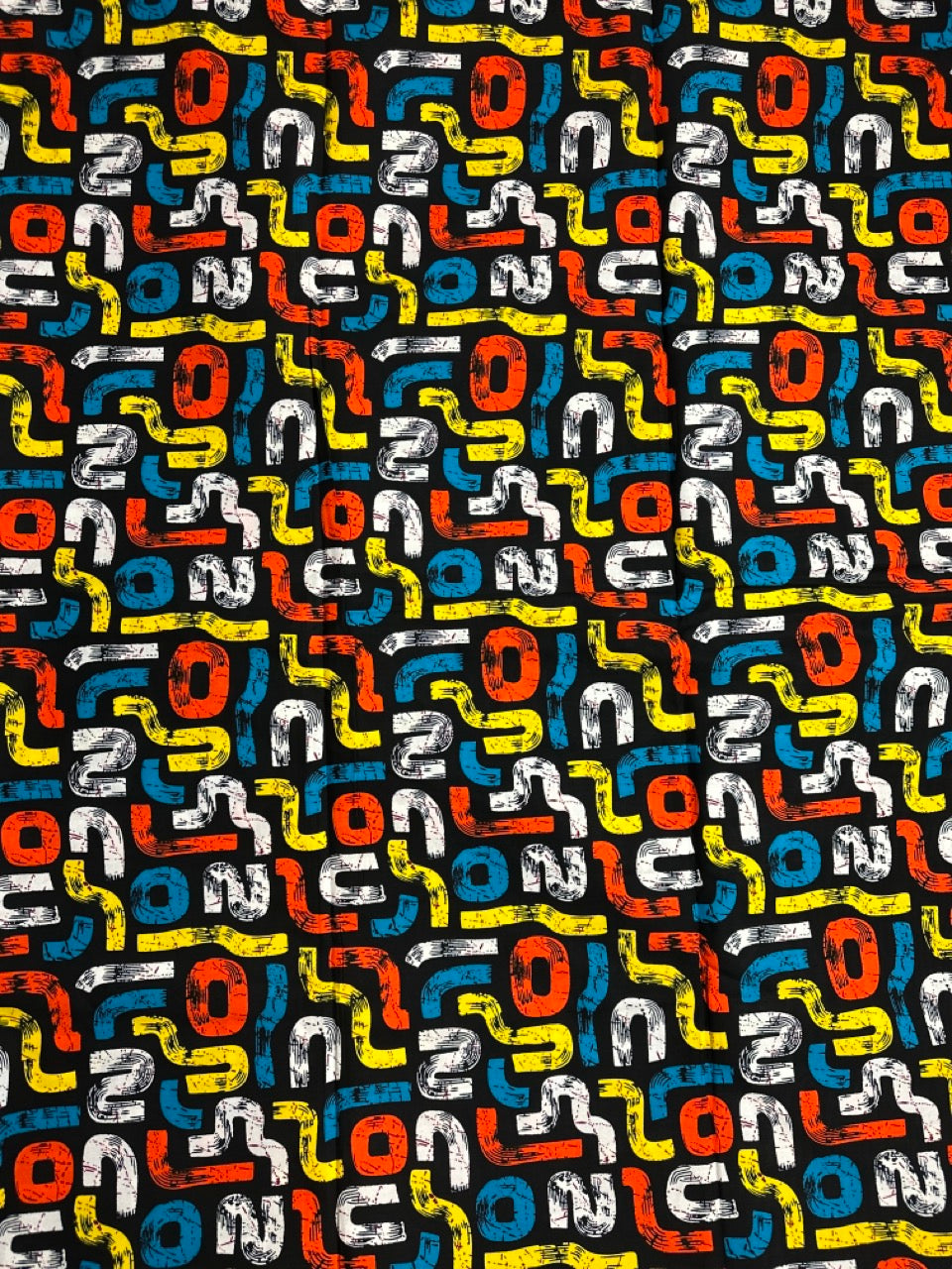 African Print Fabric, Ankara - Orange, Yellow, Blue Fabric