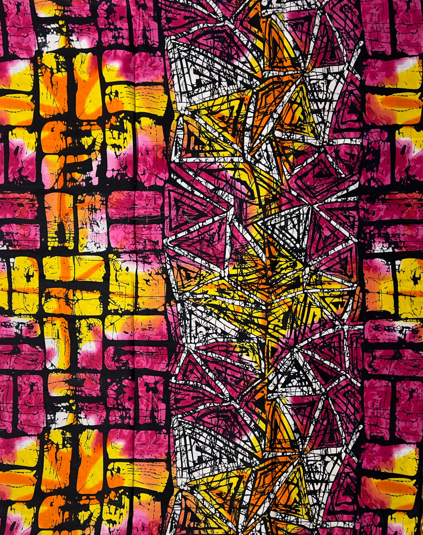 African Print Fabric, Ankara - Pink, Orange, Yellow Fabric
