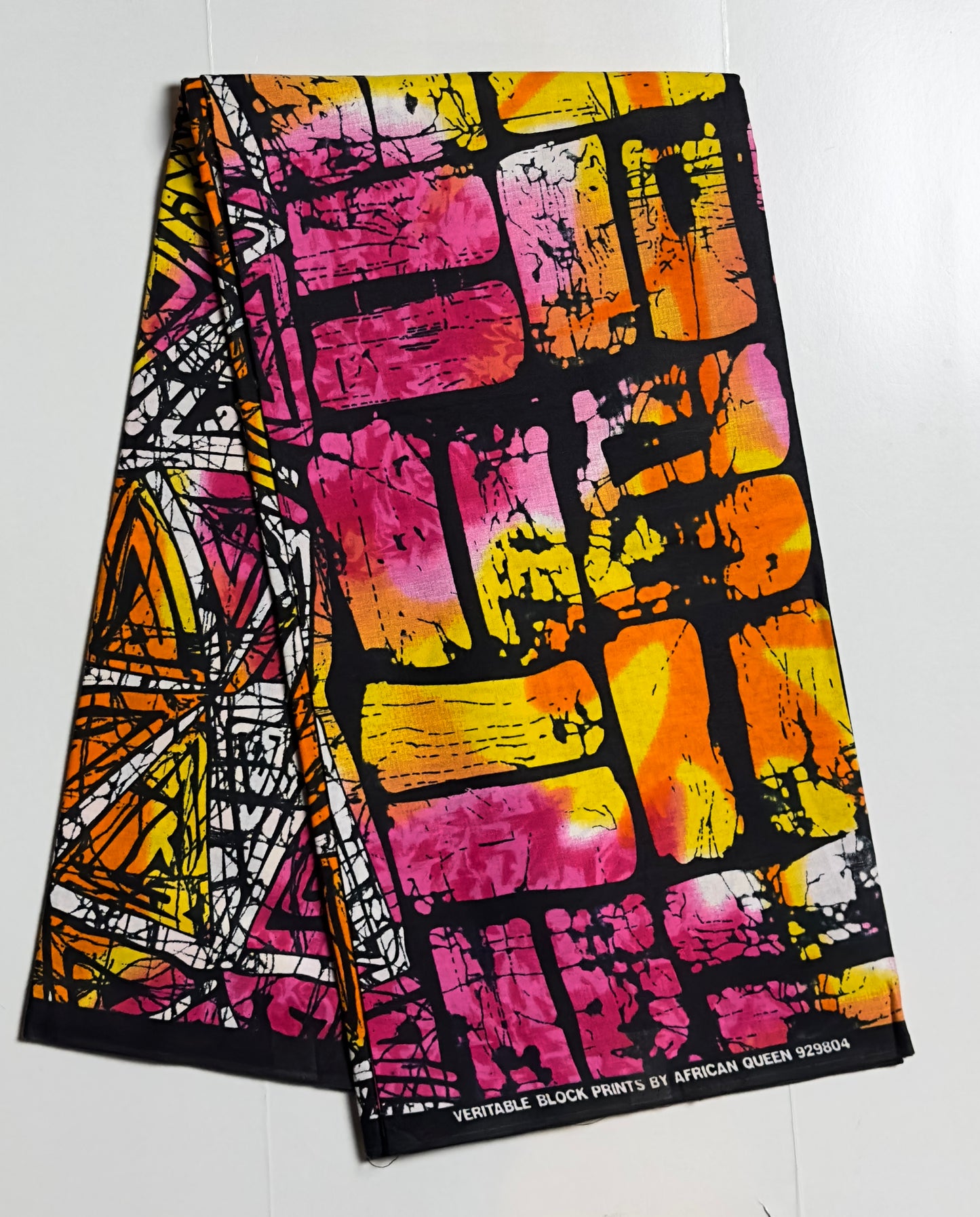 African Print Fabric, Ankara - Pink, Orange, Yellow Fabric