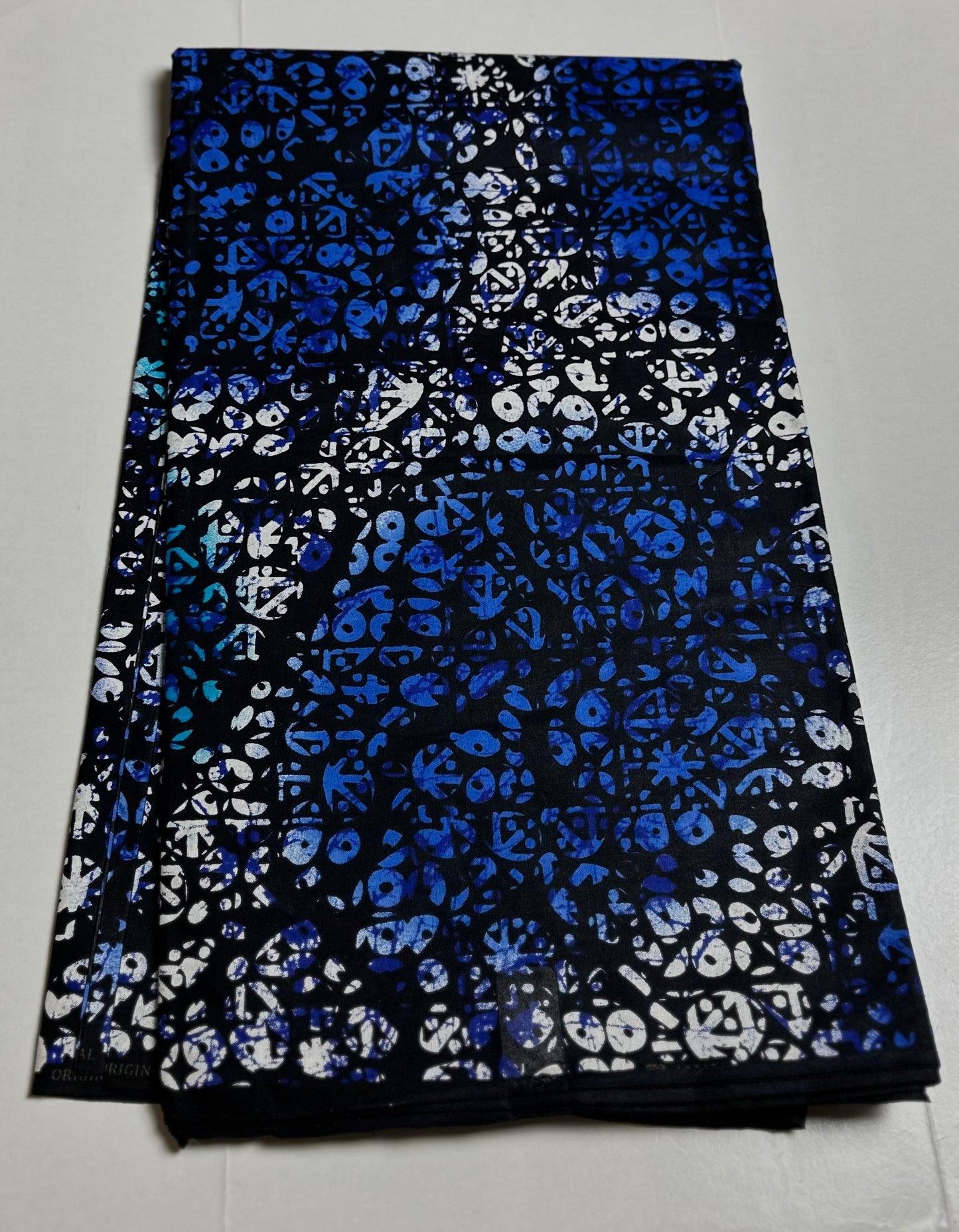 African Print Fabric, Ankara - Blue, White Fabric