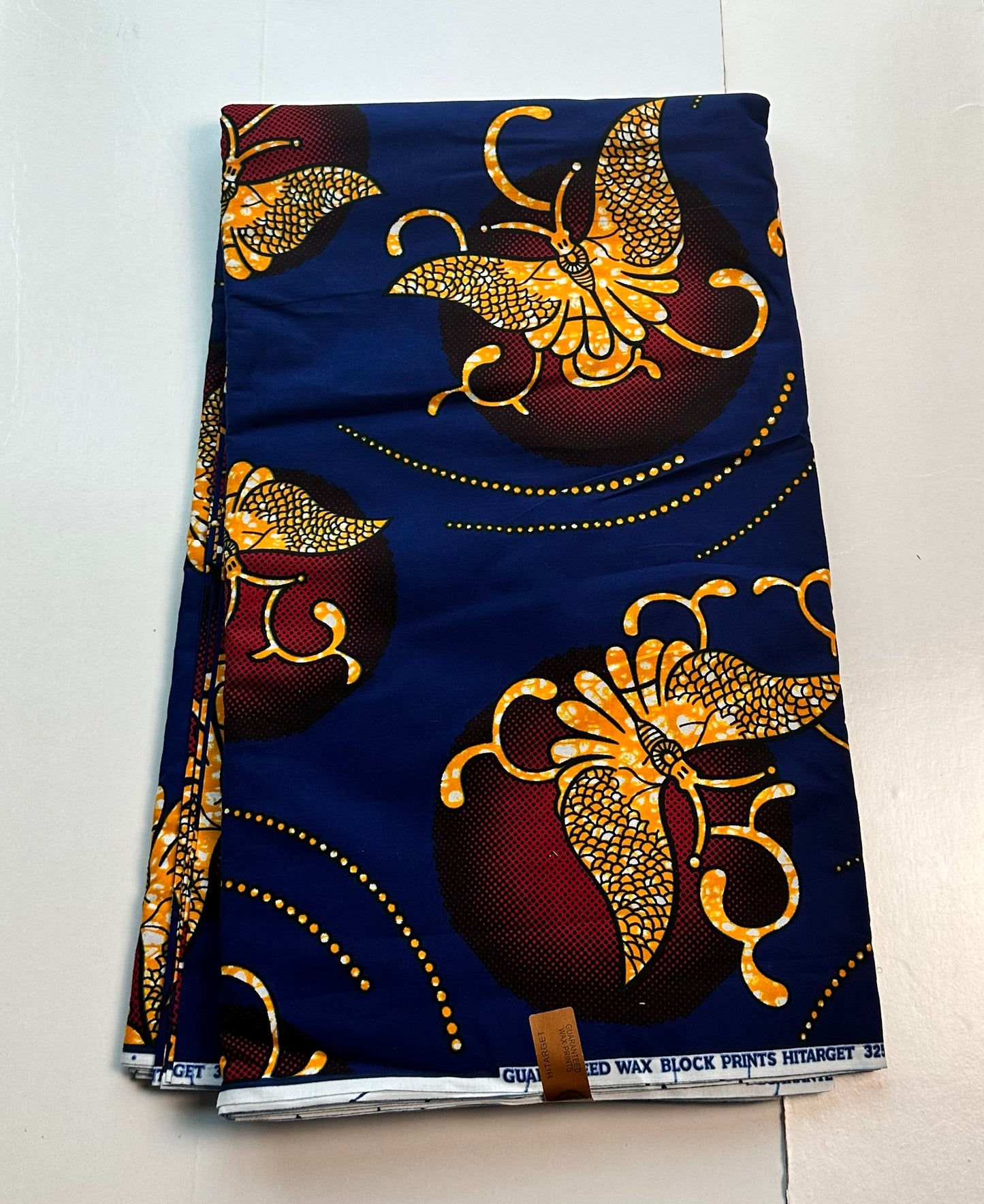 African Print Fabric, Ankara - Blue, Orange Fabric