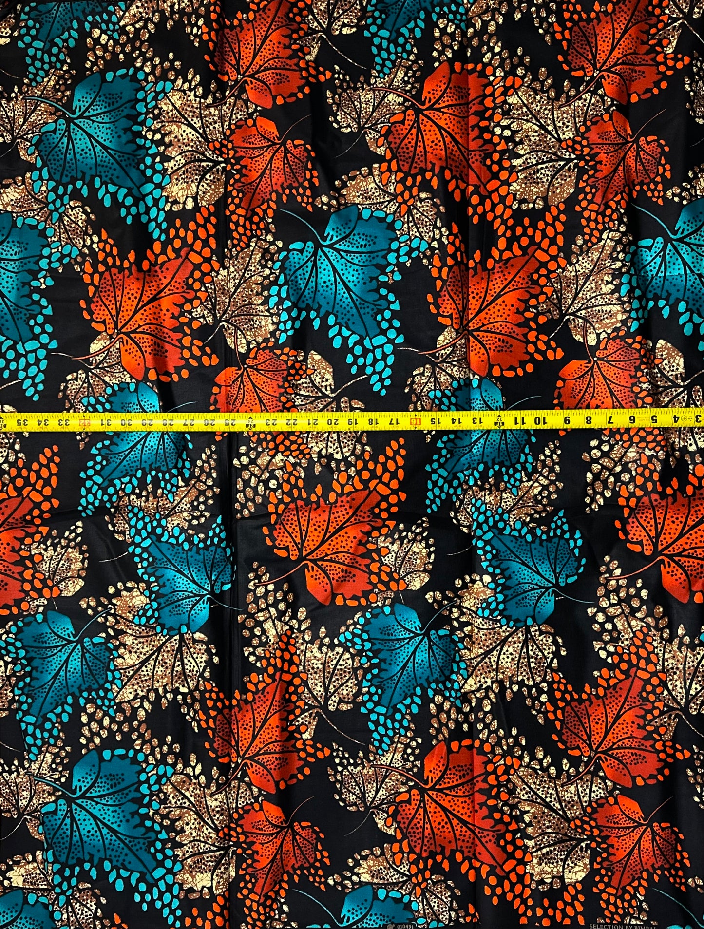 African Print Fabric, Ankara - Orange, Brown, Blue Fabric