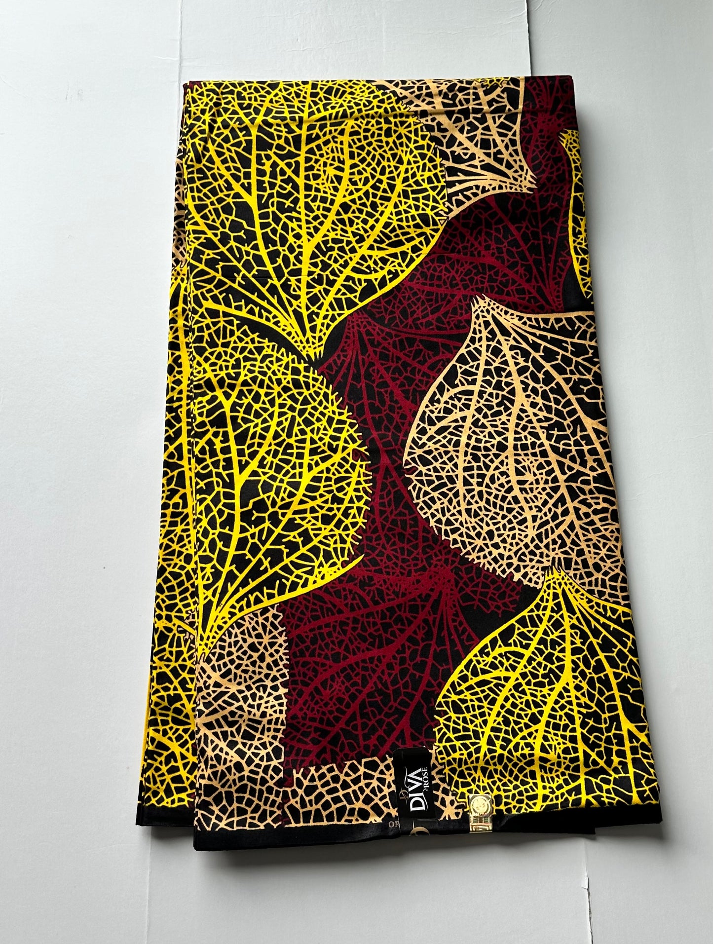 African Print Fabric, Ankara - Yellow, Red Fabric