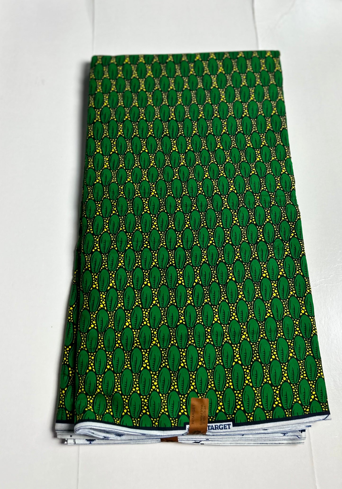 African Print Fabric, Ankara - Green , Yellow Fabric