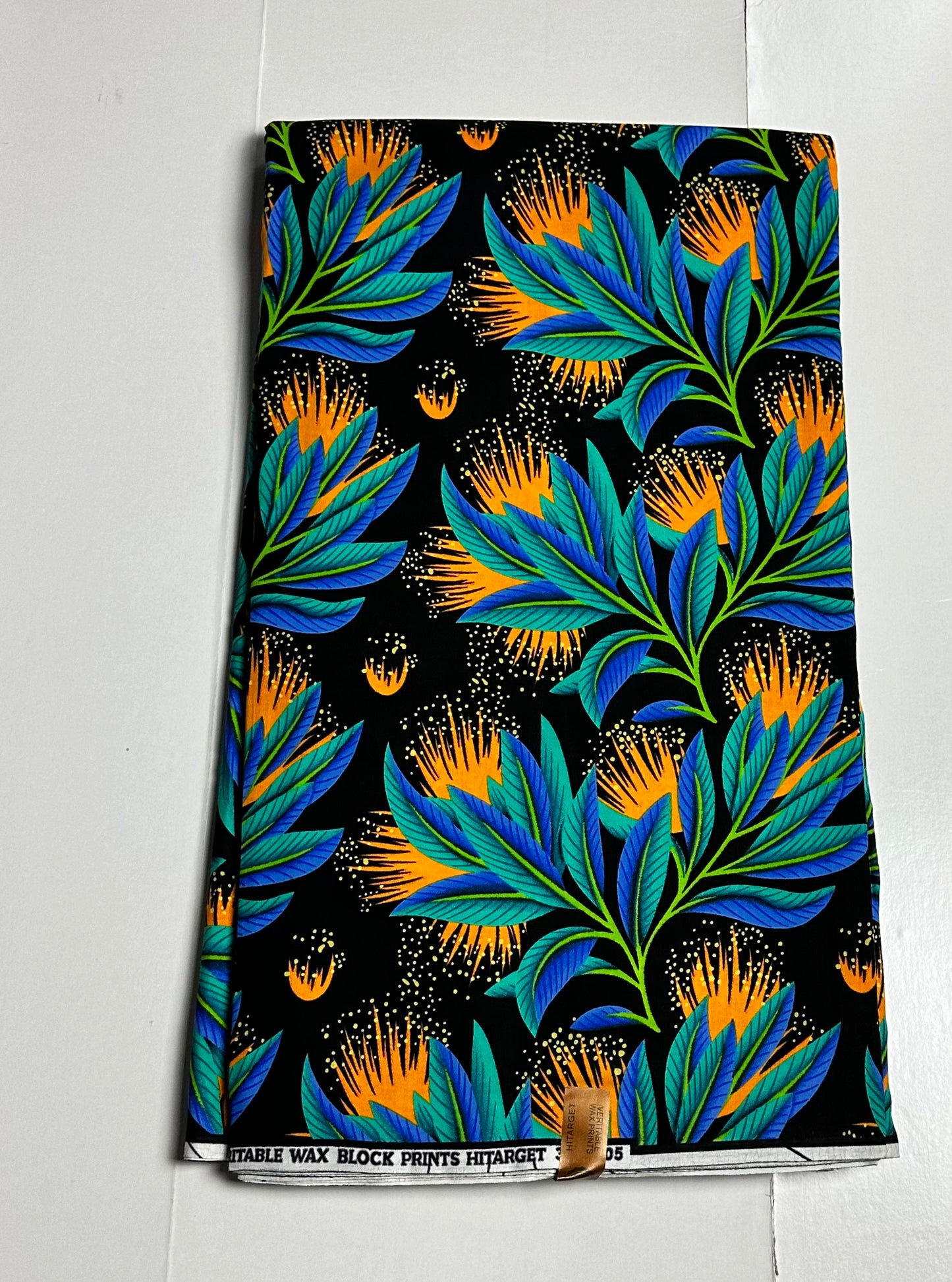 African Print Fabric, Ankara - Blue, Yellow Fabric