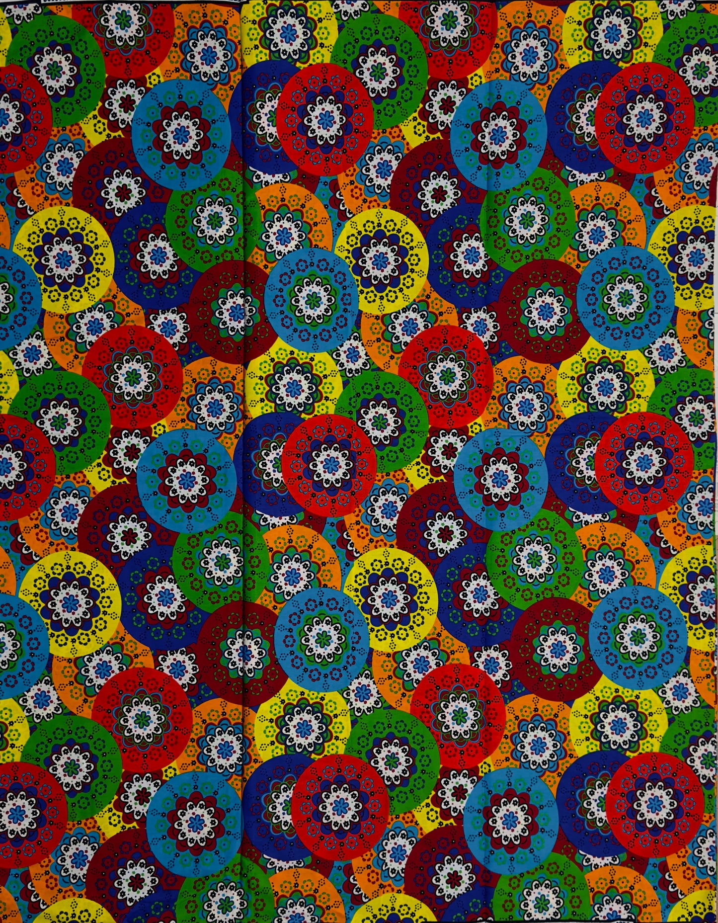 African Print Fabric, Ankara - Blue, Yellow, Red Fabric