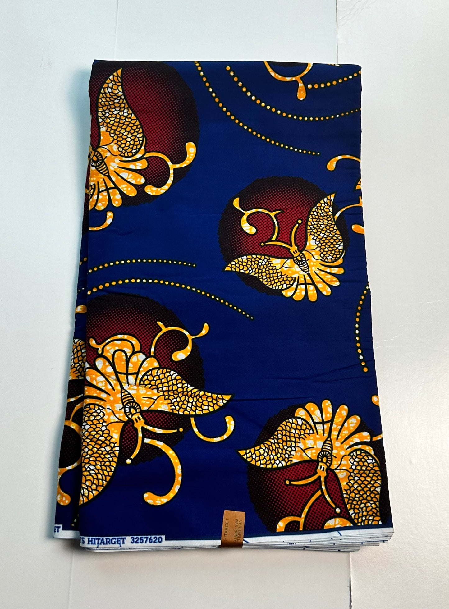 African Print Fabric, Ankara - Blue, Orange Fabric