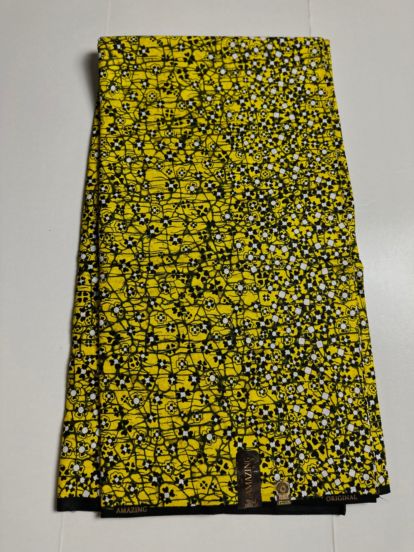 African Print Fabric, Ankara - Yellow Fabric
