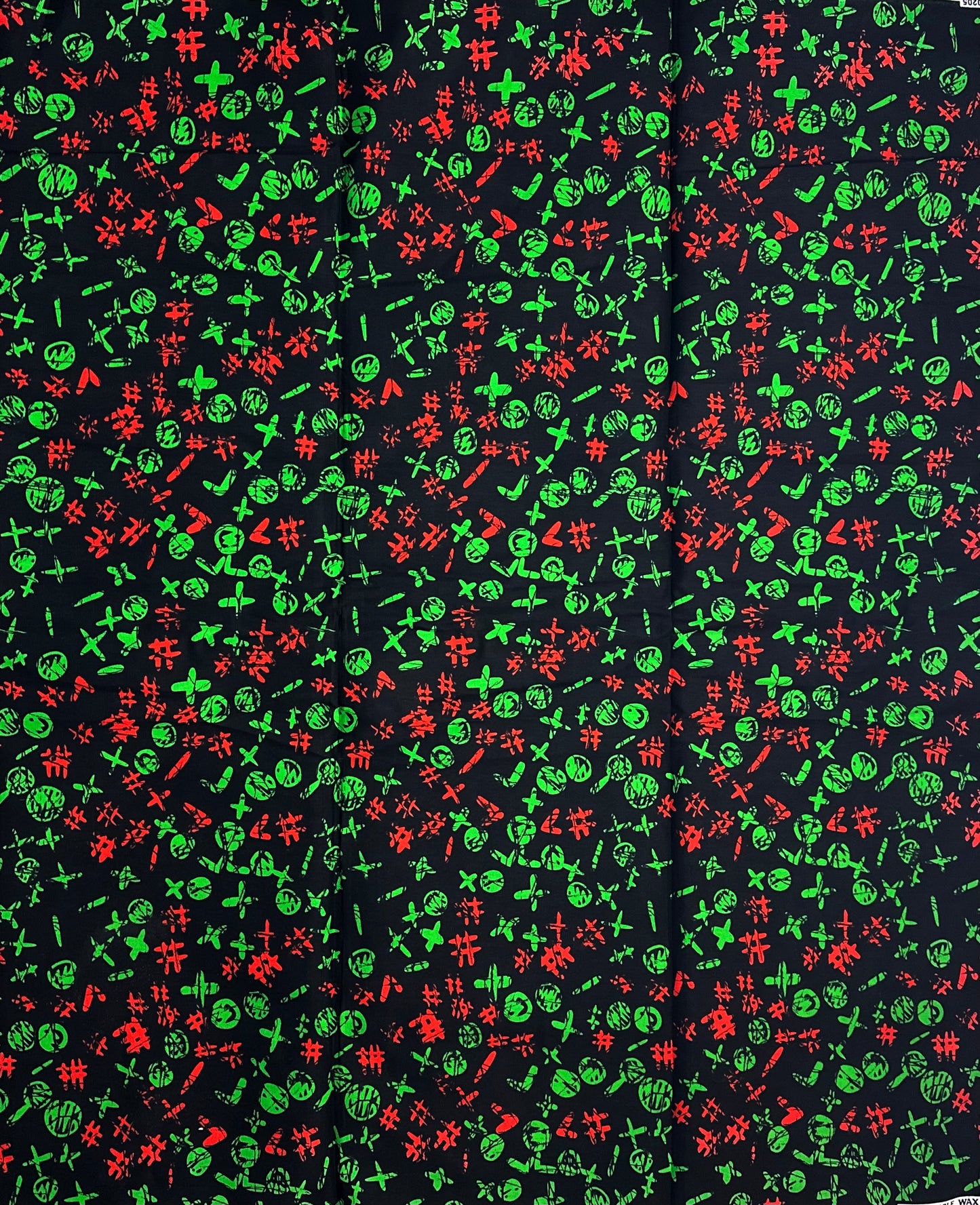 African Print Fabric - Green, Red Ankara Fabric