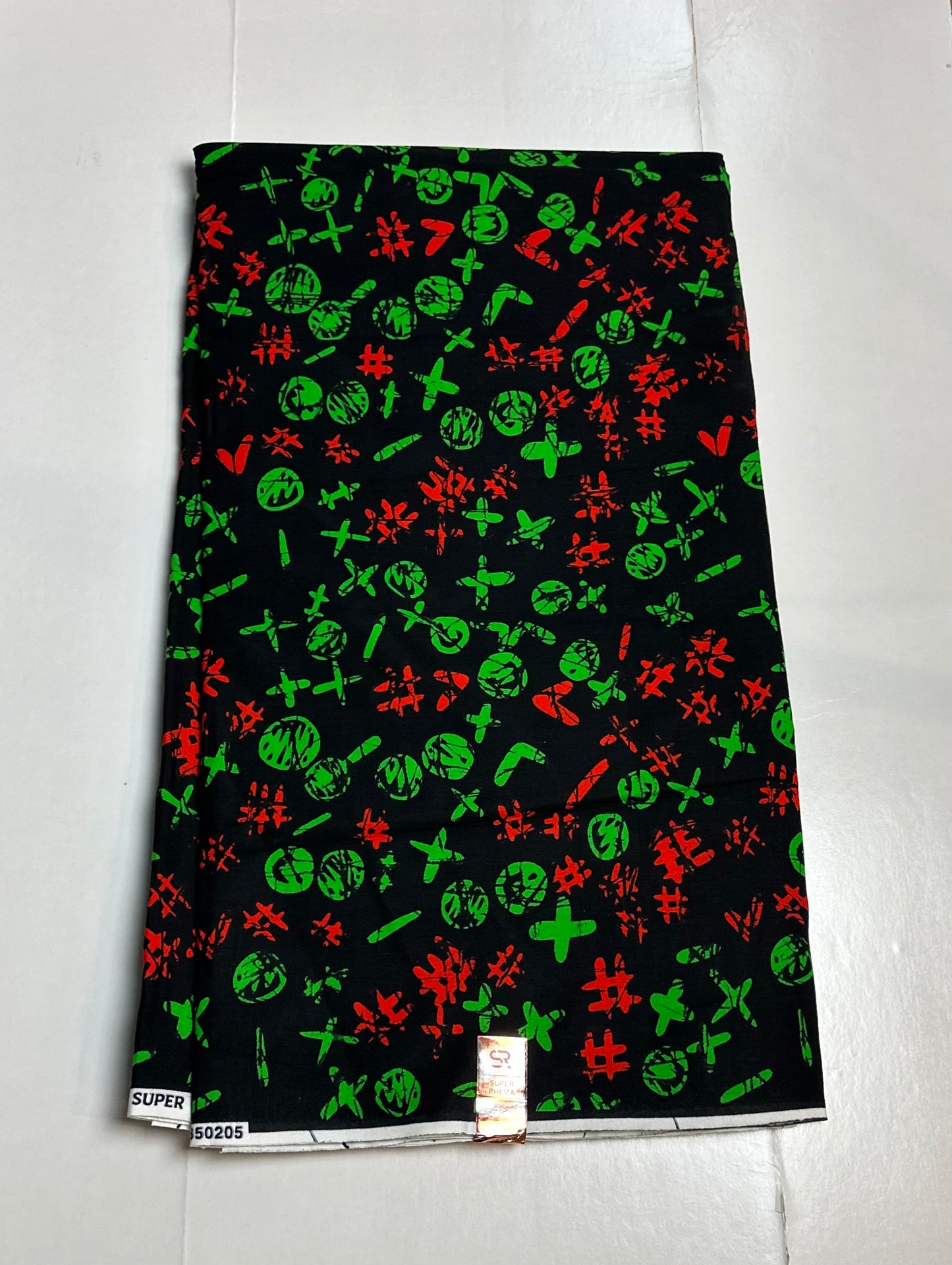 African Print Fabric - Green, Red Ankara Fabric