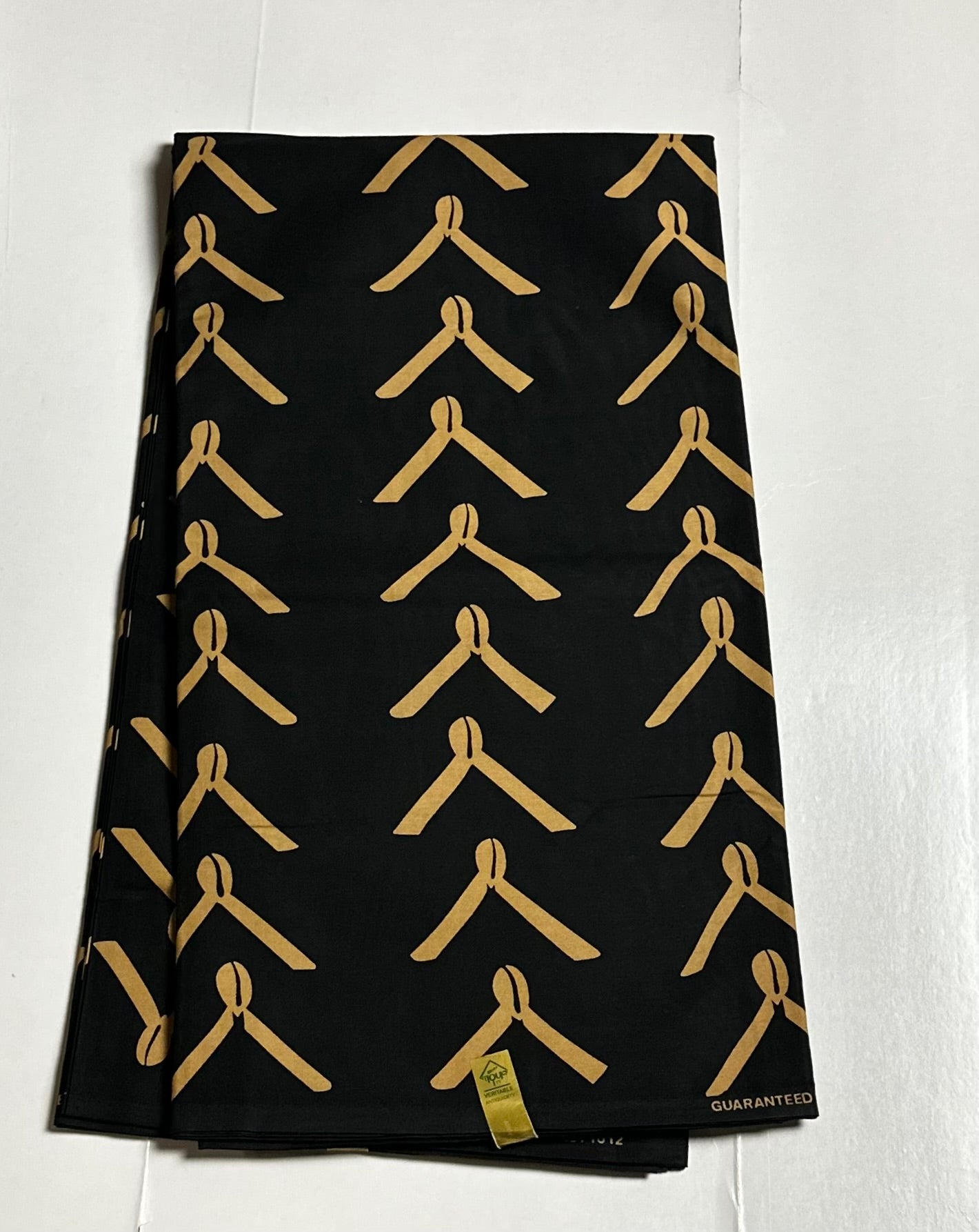African Print Fabric, Ankara - Black, Beige Fabric